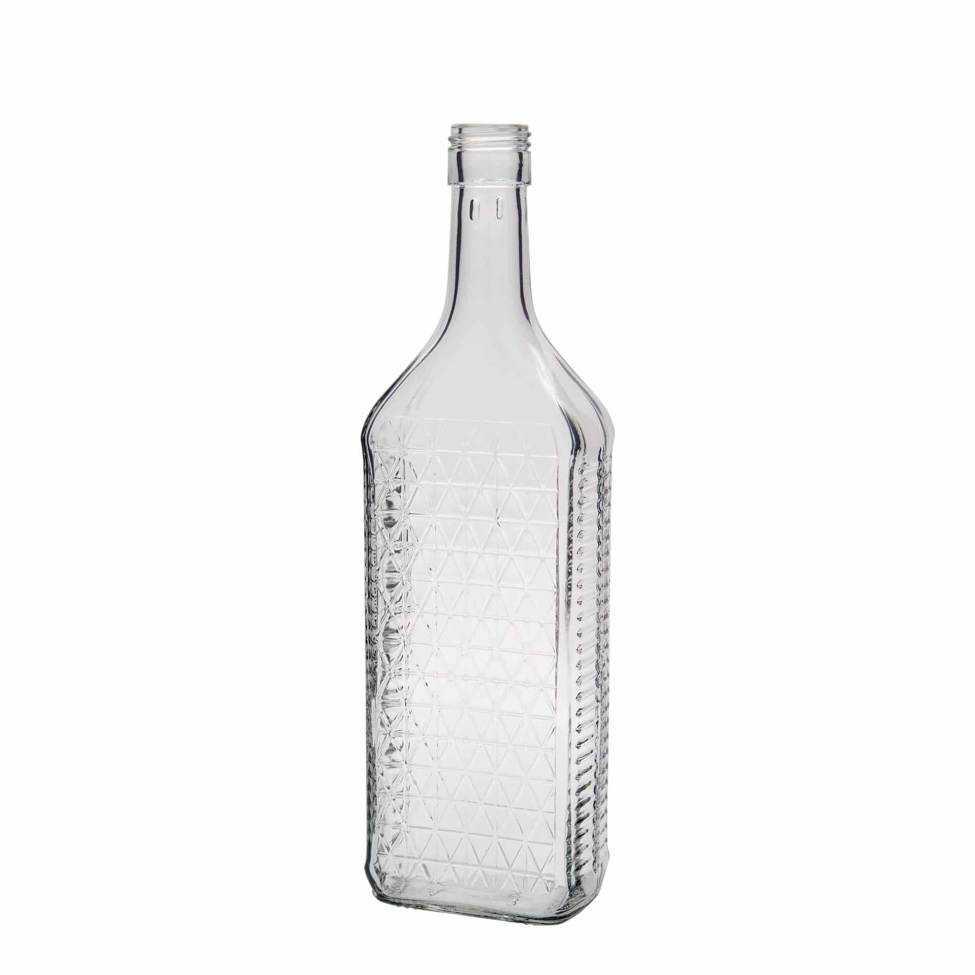 700 ml sklená fľaša „Caruso“, obdĺžniková, hrdlo: PP 31,5