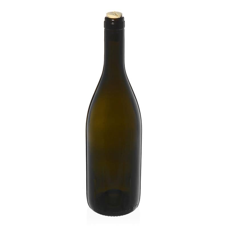 750 ml vínová fľaša „Tiffany“, antická zelená farba, hrdlo: korok