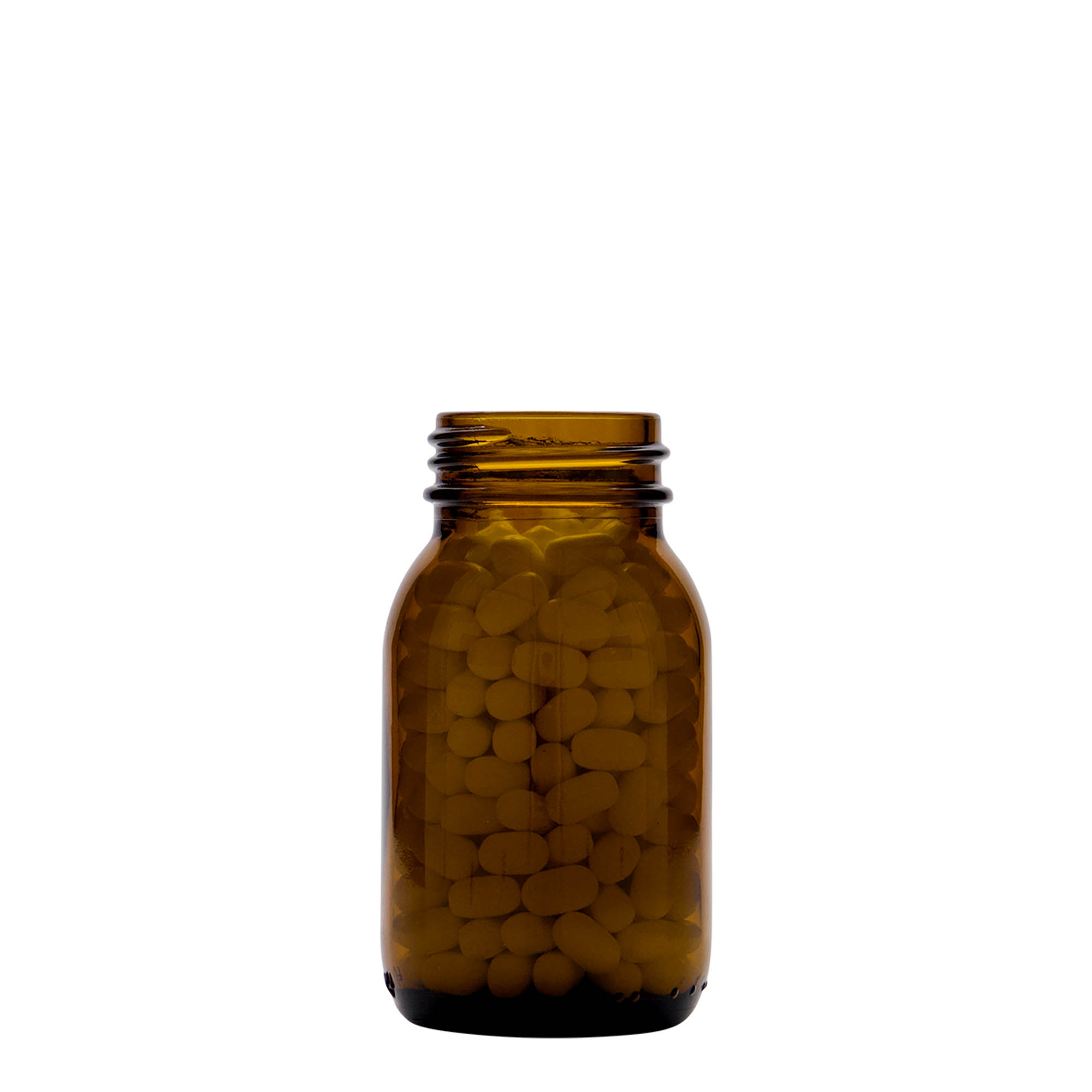 125 ml širokouhlové hnedé sklo, hrdlo: DIN 40 125 ml širokouhlové hnedé sklo, hrdlo: DIN 40