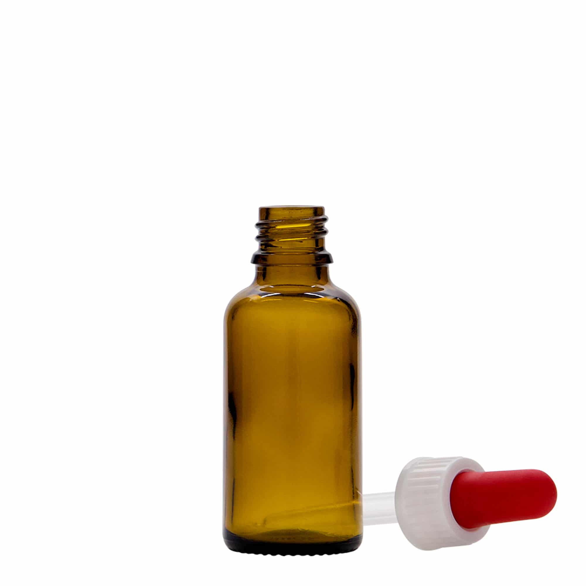 30 ml lieková fľaštička s kvapkadlom, sklo, hnedá, hrdlo: DIN 18