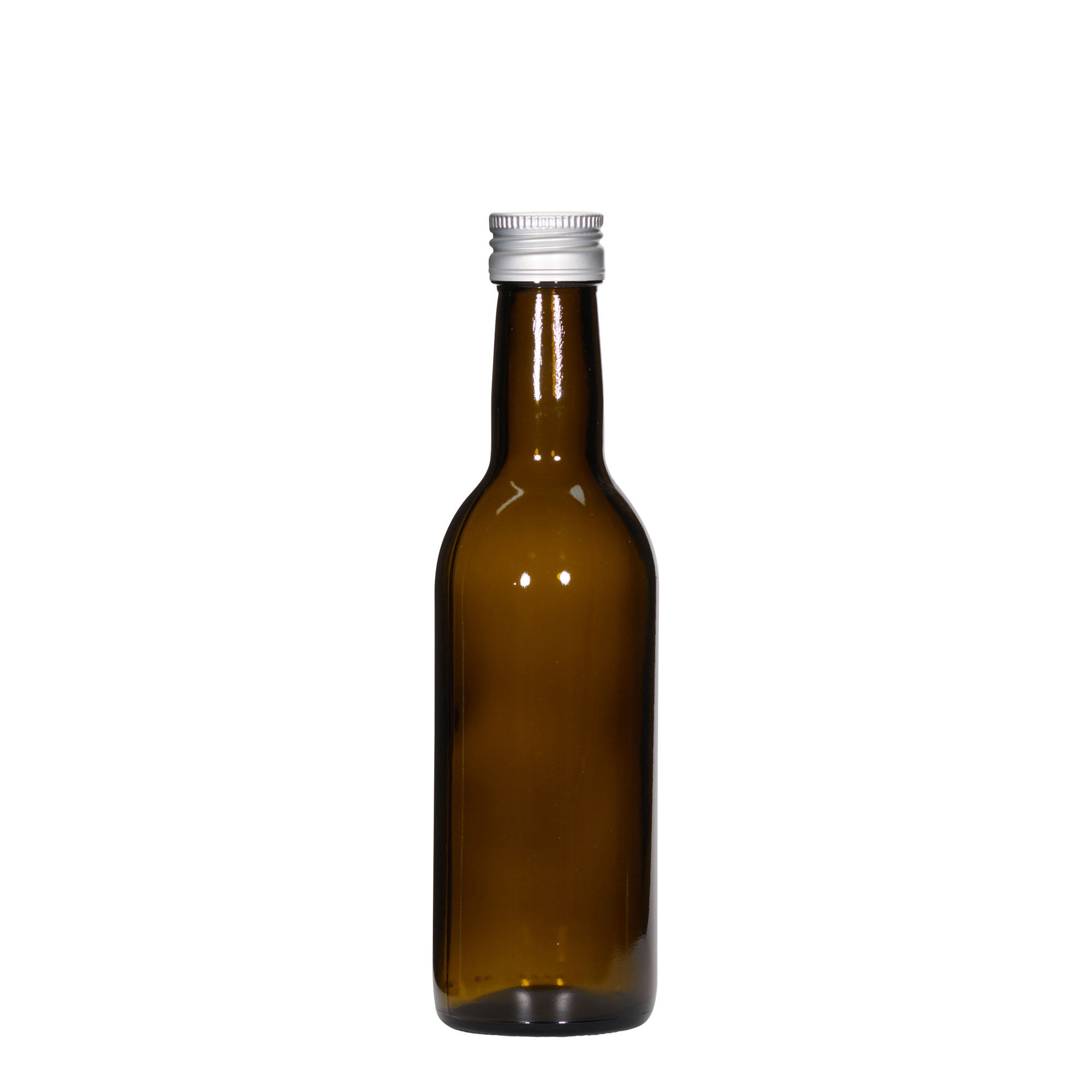 250 ml sklenená fľaša 'Bordeaux', antikzelená, hrdlo: PP 28
