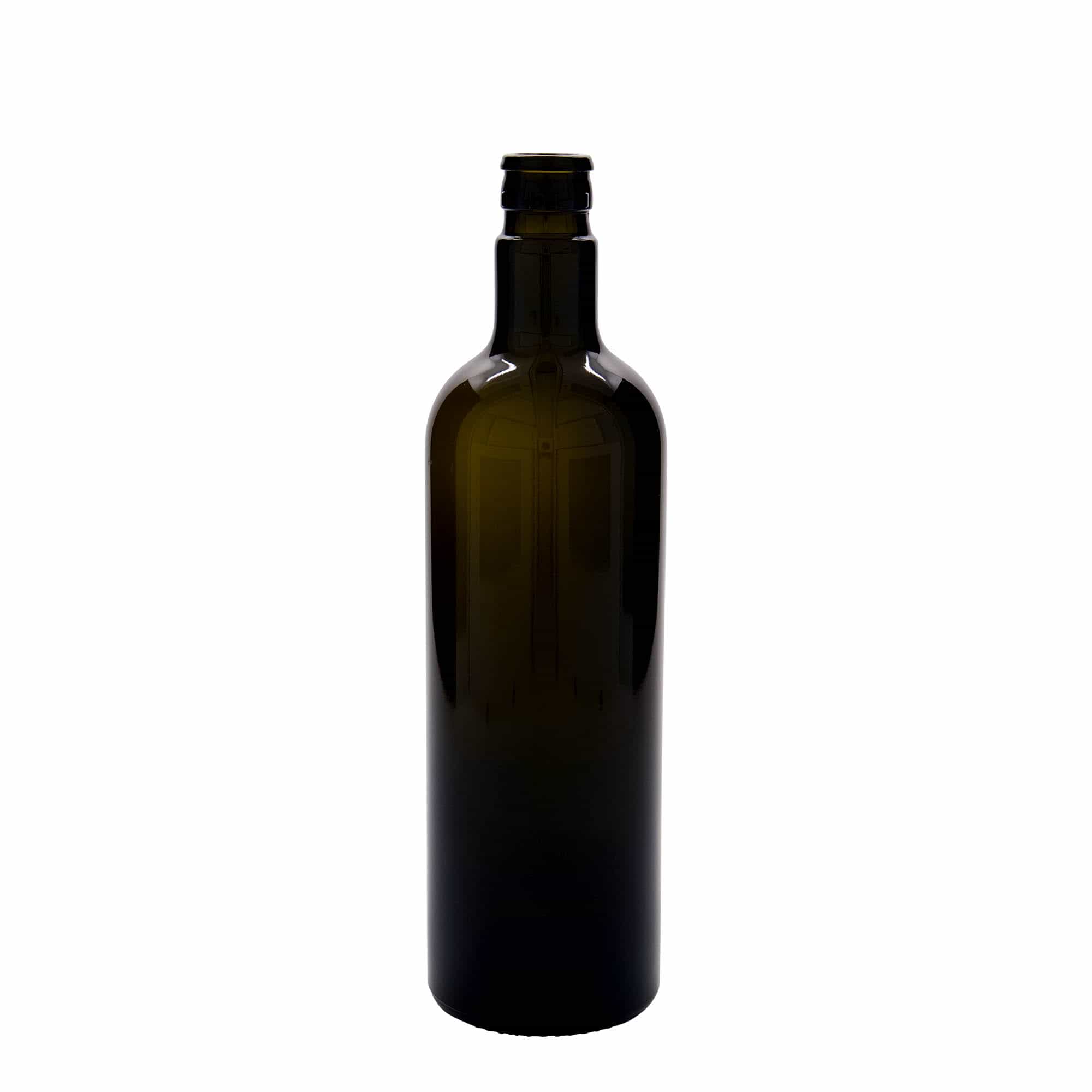 750 ml fľaša na ocot/olej „Willy New“, sklená, antická zelená farba, hrdlo: DOP 750 ml fľaša na ocot/olej „Willy New“, sklená, antická zelená farba, hrdlo: DOP
