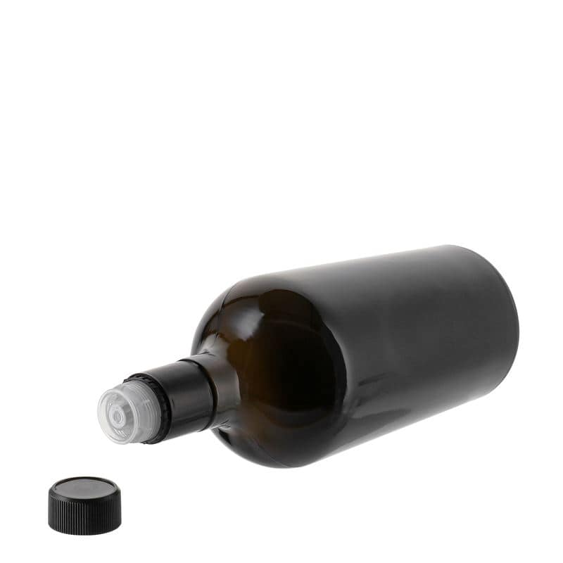 750 ml fľaša na ocot/olej „Oleum“, sklená, antická zelená farba, hrdlo: DOP