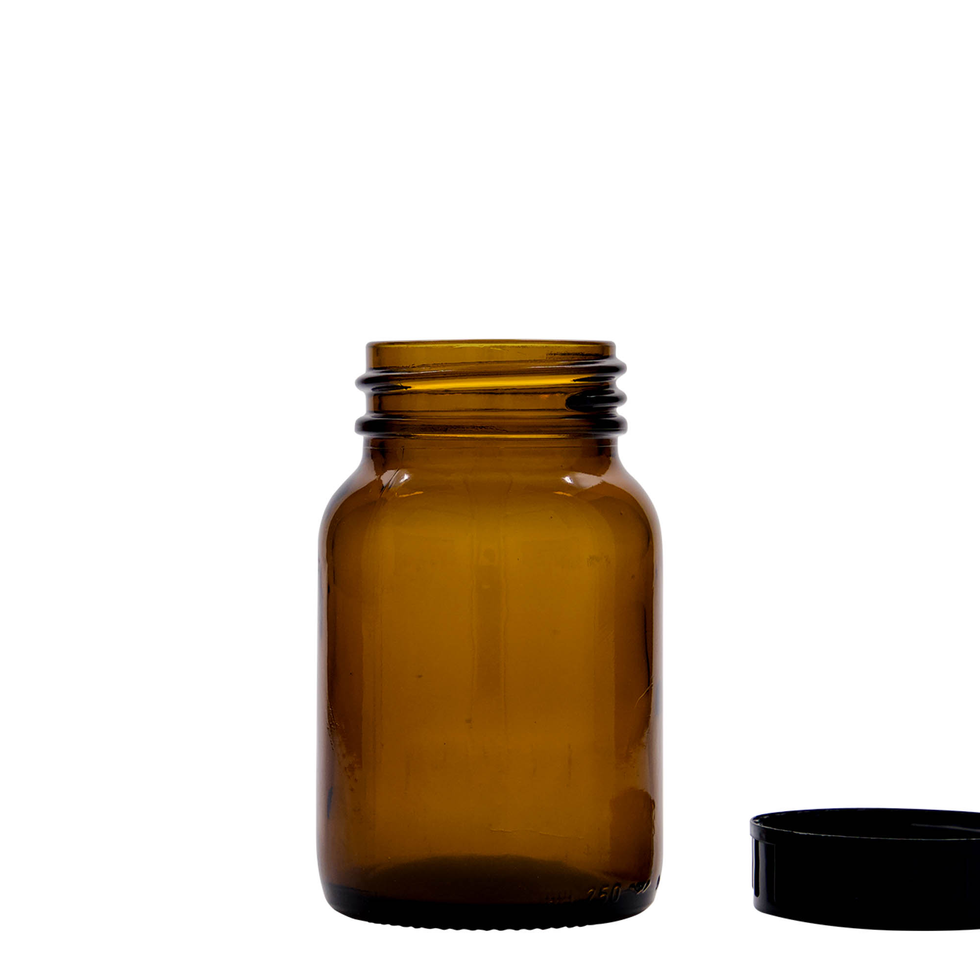 250 ml širokouhlové sklo, hnedé, hrdlo: DIN 55 250 ml širokouhlové sklo, hnedé, hrdlo: DIN 55