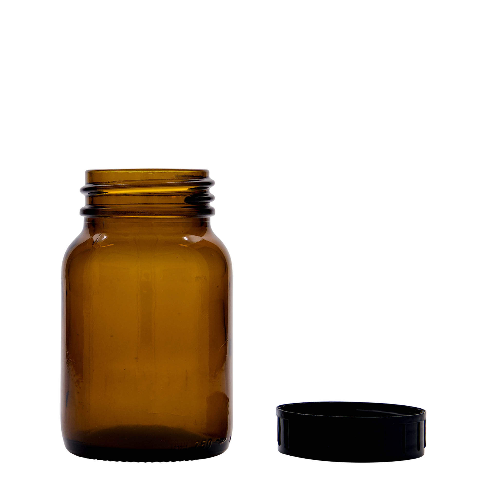250 ml širokouhlové sklo, hnedé, hrdlo: DIN 55 250 ml širokouhlové sklo, hnedé, hrdlo: DIN 55