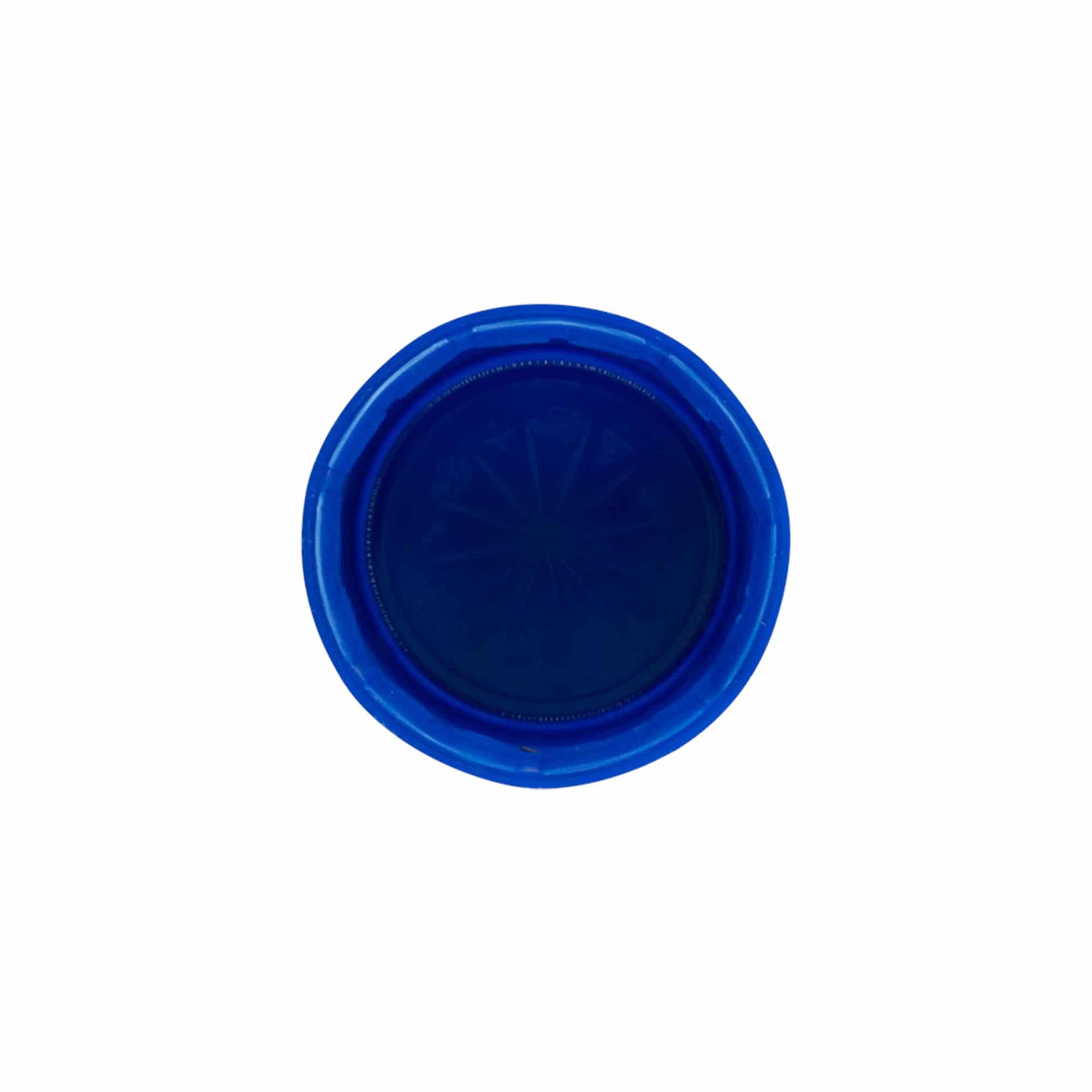 Skrutkovací uzáver dvojitý závit, PE plast, modrá farba, pre hrdlo: PET 38 mm