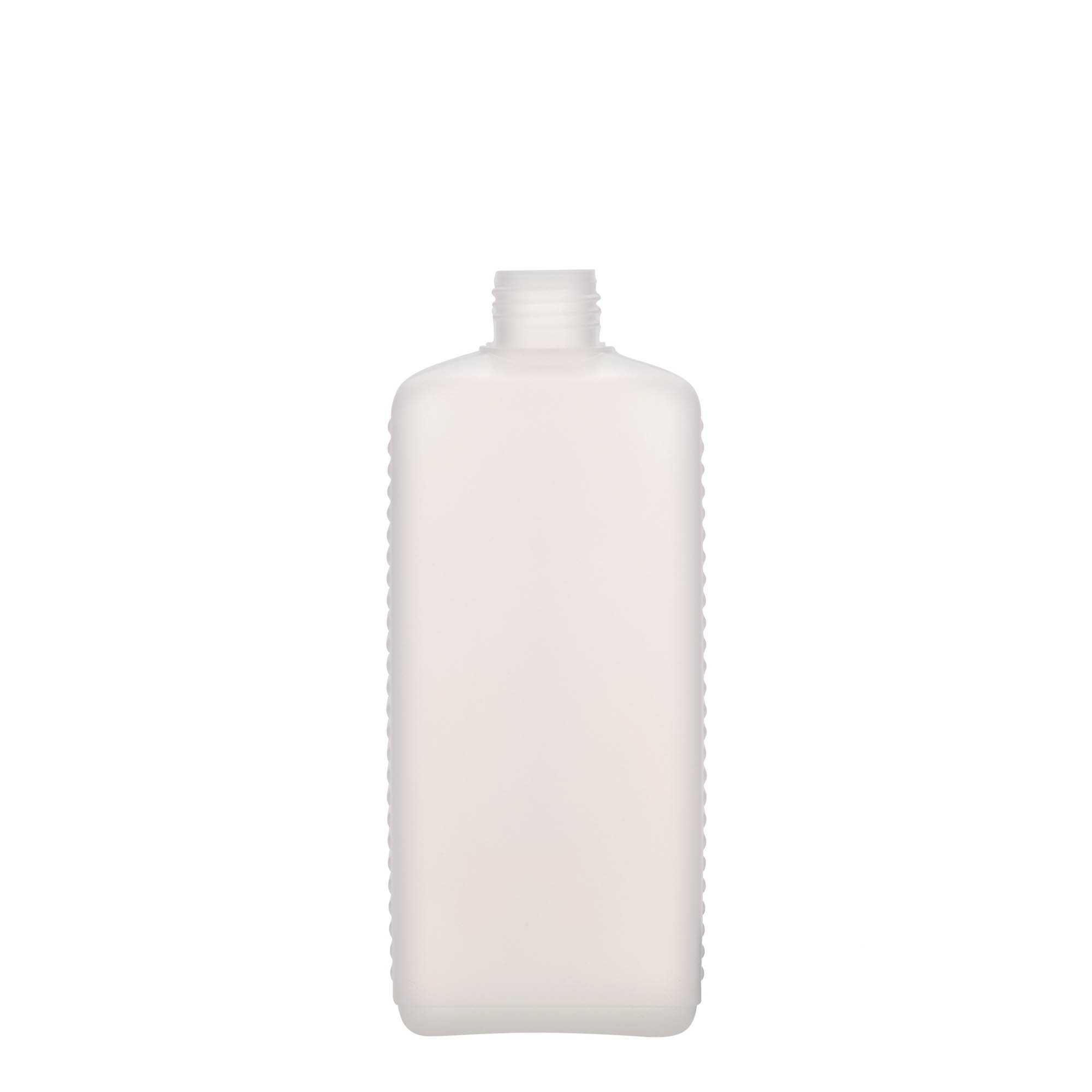 500 ml kanistrová fľaša, obdĺžniková, HDPE plast, prírodná, hrdlo: DIN 25 EPE 500 ml kanistrová fľaša, obdĺžniková, HDPE plast, prírodná, hrdlo: DIN 25 EPE
