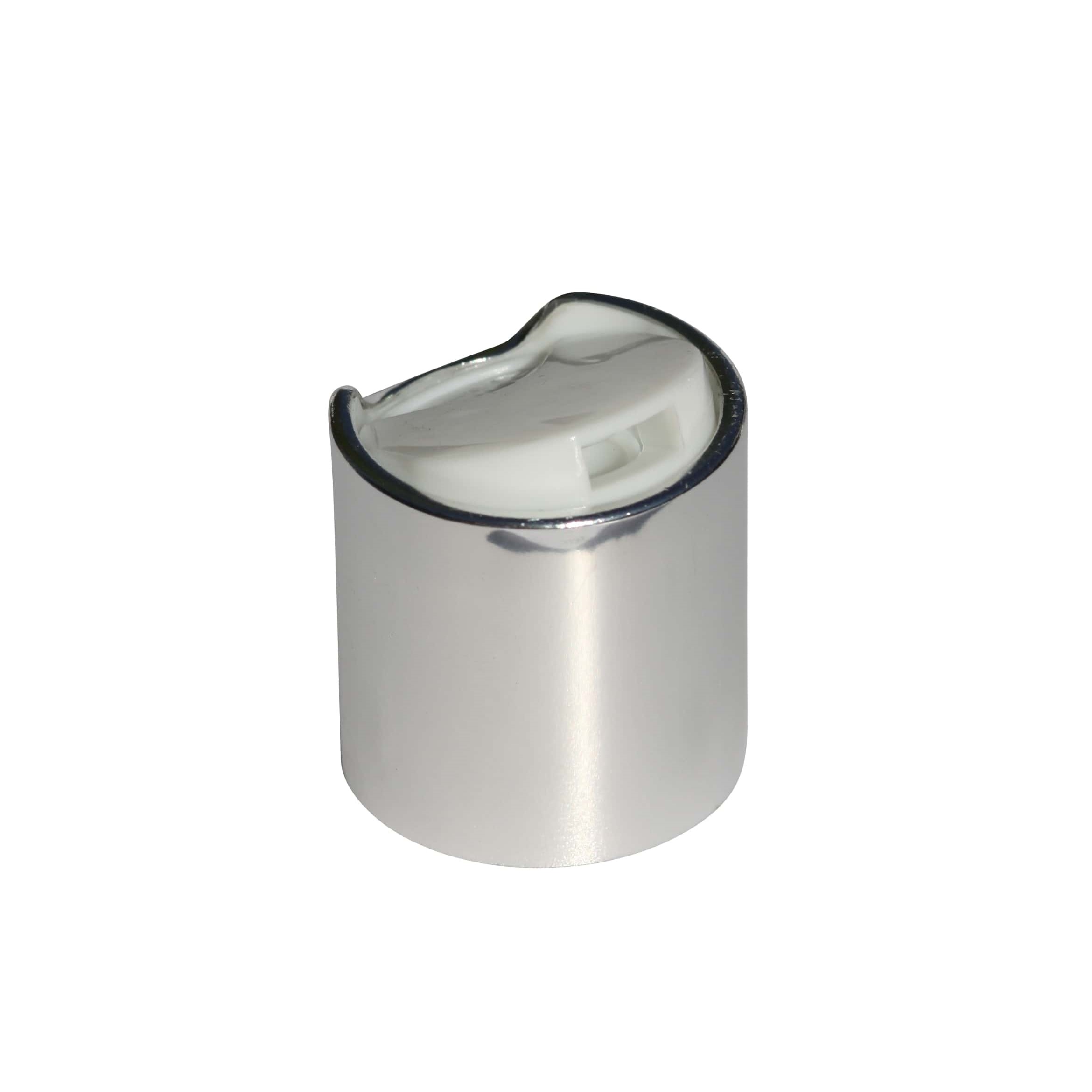 Skrutkovací uzáver Disc Too, PP plast, strieborná farba, pre hrdlo: 24/410