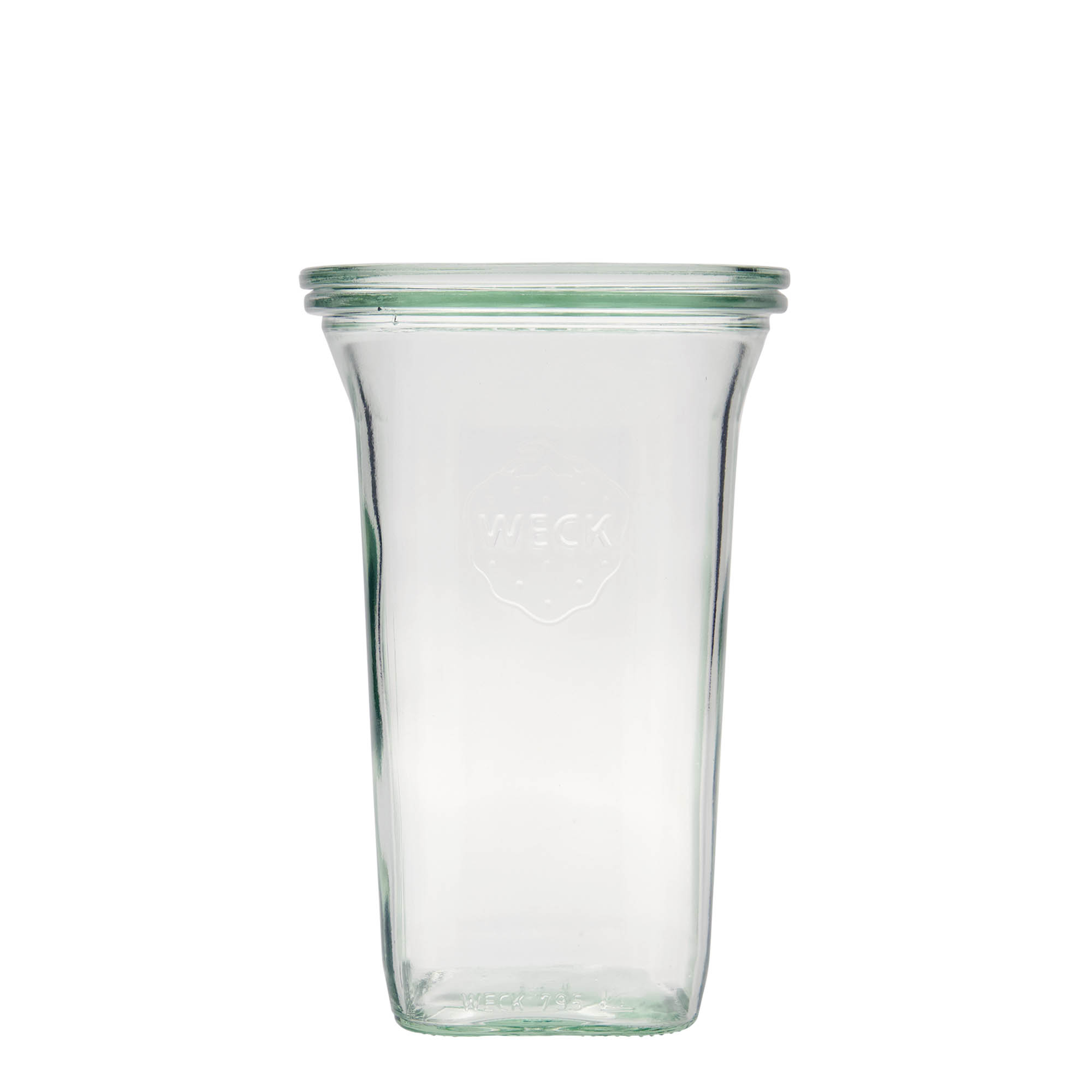 795 ml WECK Quadro sklo, štvorcové, otvor: okrúhly okraj 795 ml WECK Quadro sklo, štvorcové, otvor: okrúhly okraj