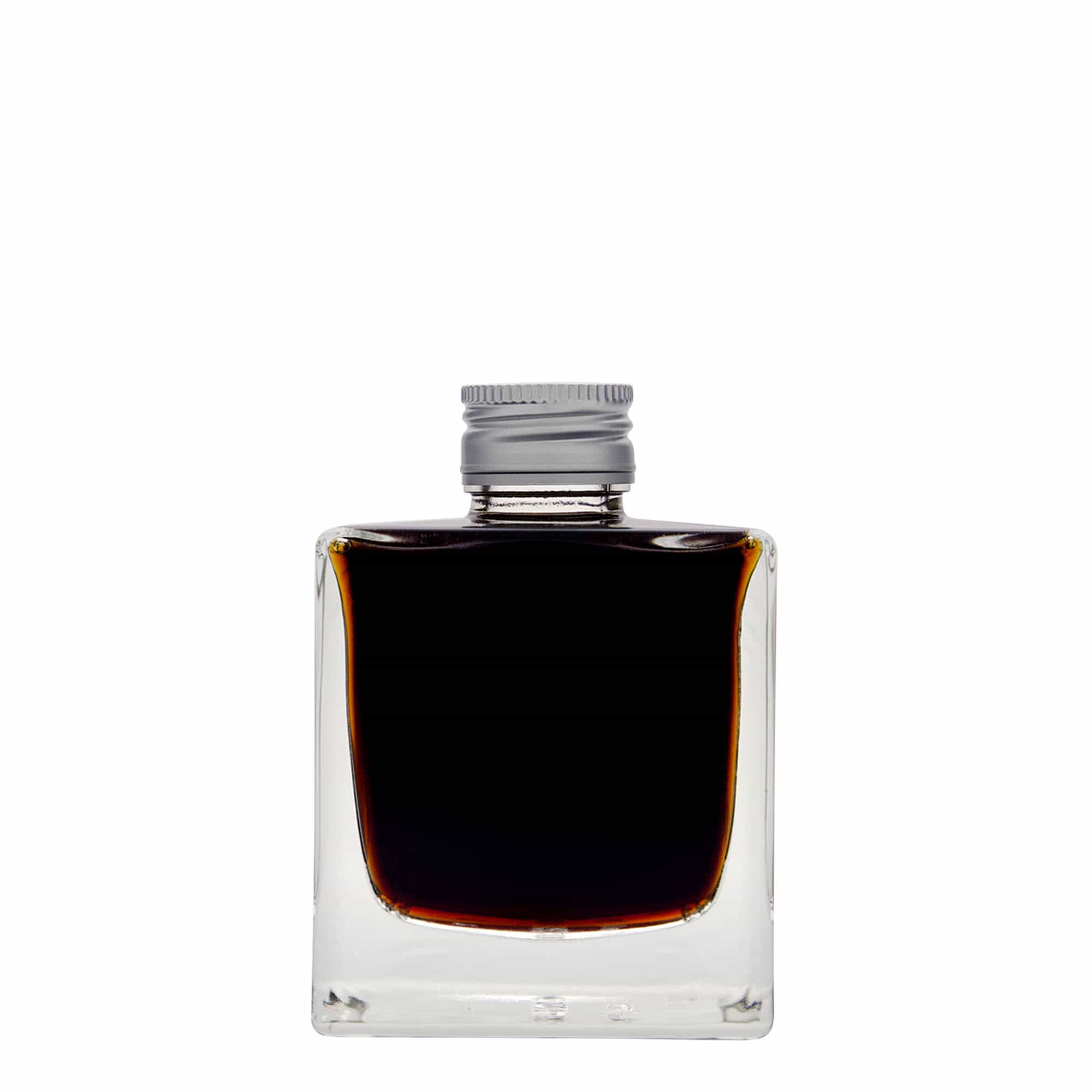 200 ml sklená fľaša „Cube“, štvorcová, hrdlo: PP 28
