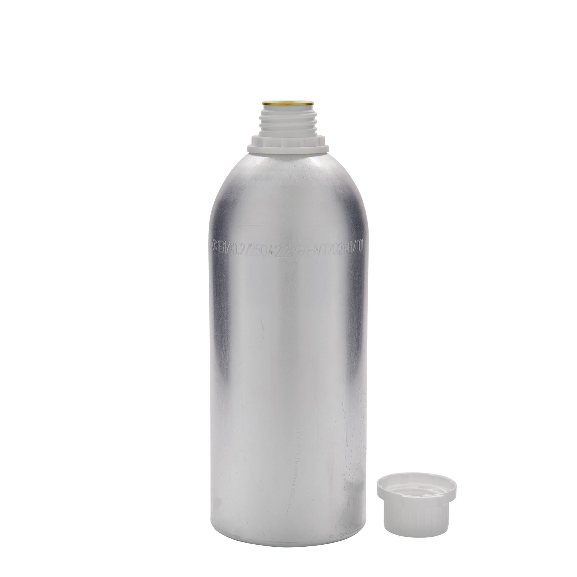 1100 ml hliníková fľaša, kov, strieborná, hrdlo: DIN 32