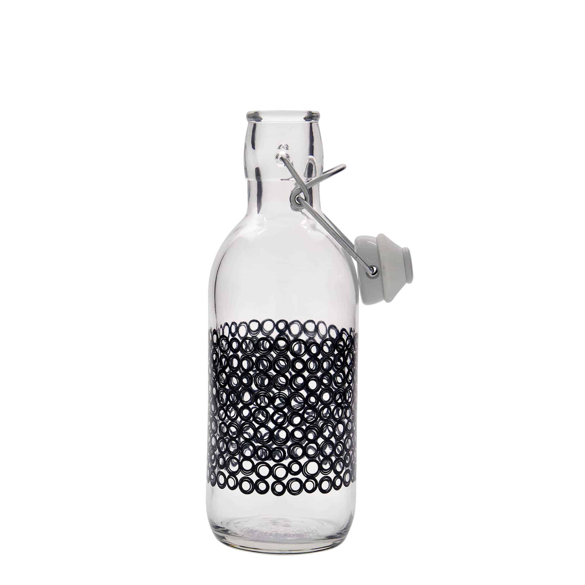500 ml sklenená fľaša 'Emilia', motív: Circola nero, uzáver: pákový uzáver