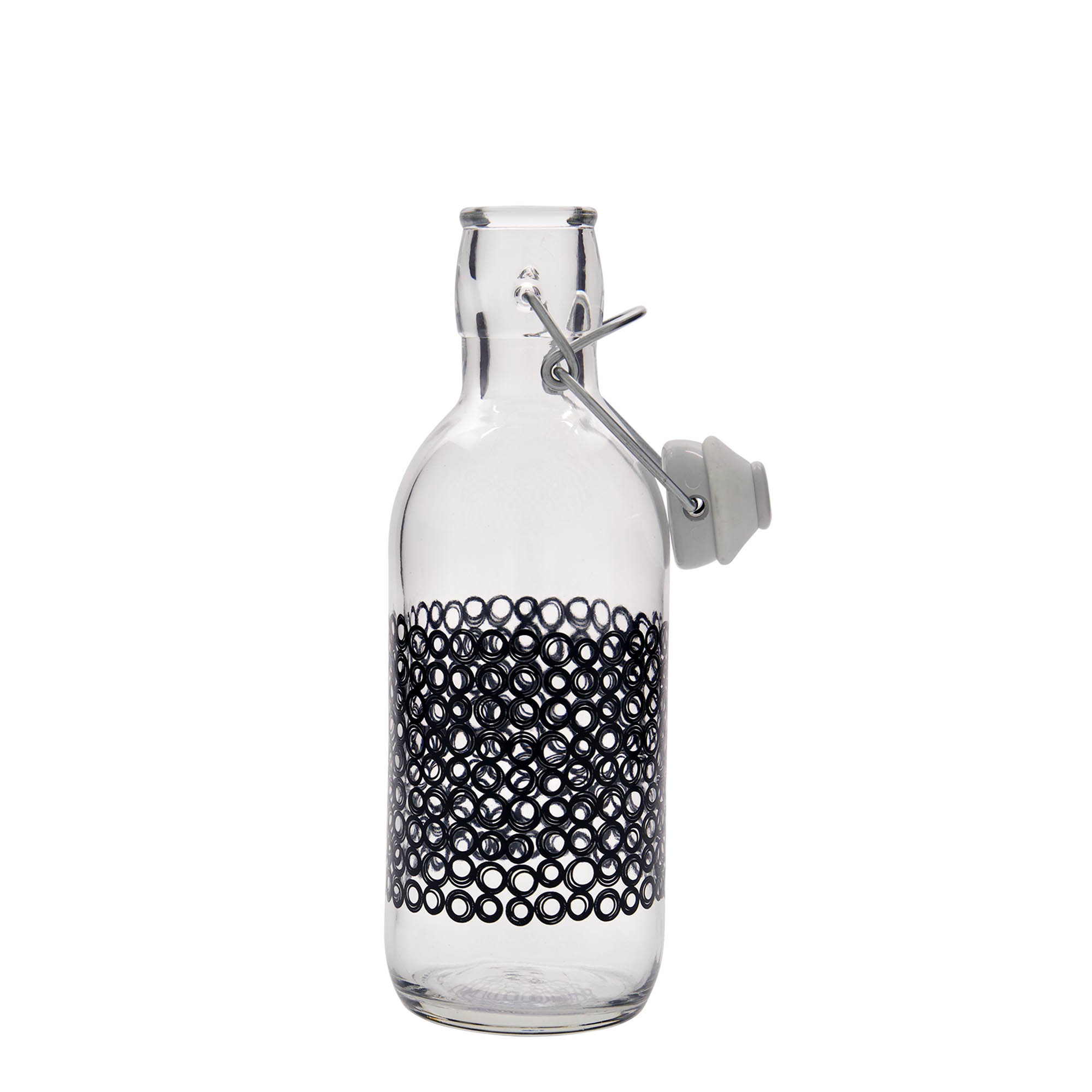 500 ml sklenená fľaša 'Emilia', motív: Circola nero, uzáver: pákový uzáver