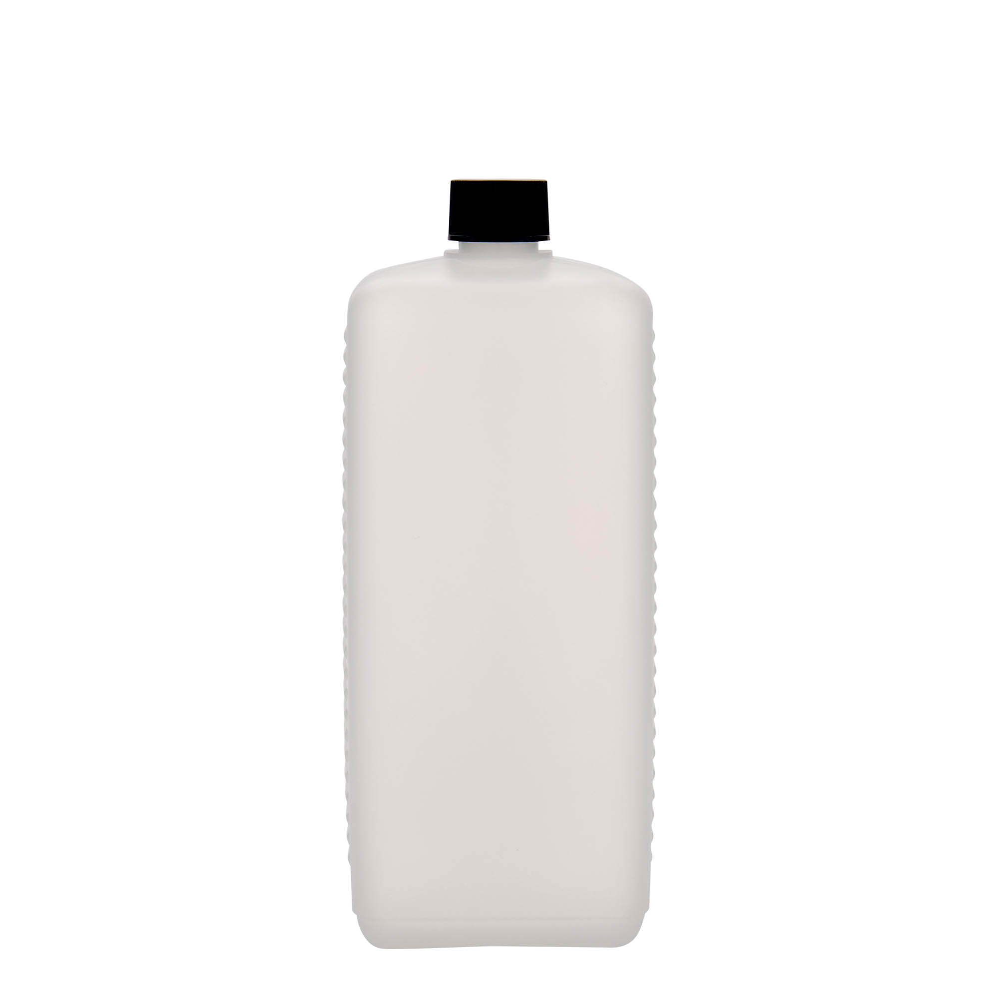 1 000 ml kanistrová fľaša, obdĺžniková, HDPE plast, prírodná, hrdlo: DIN 25 EPE
