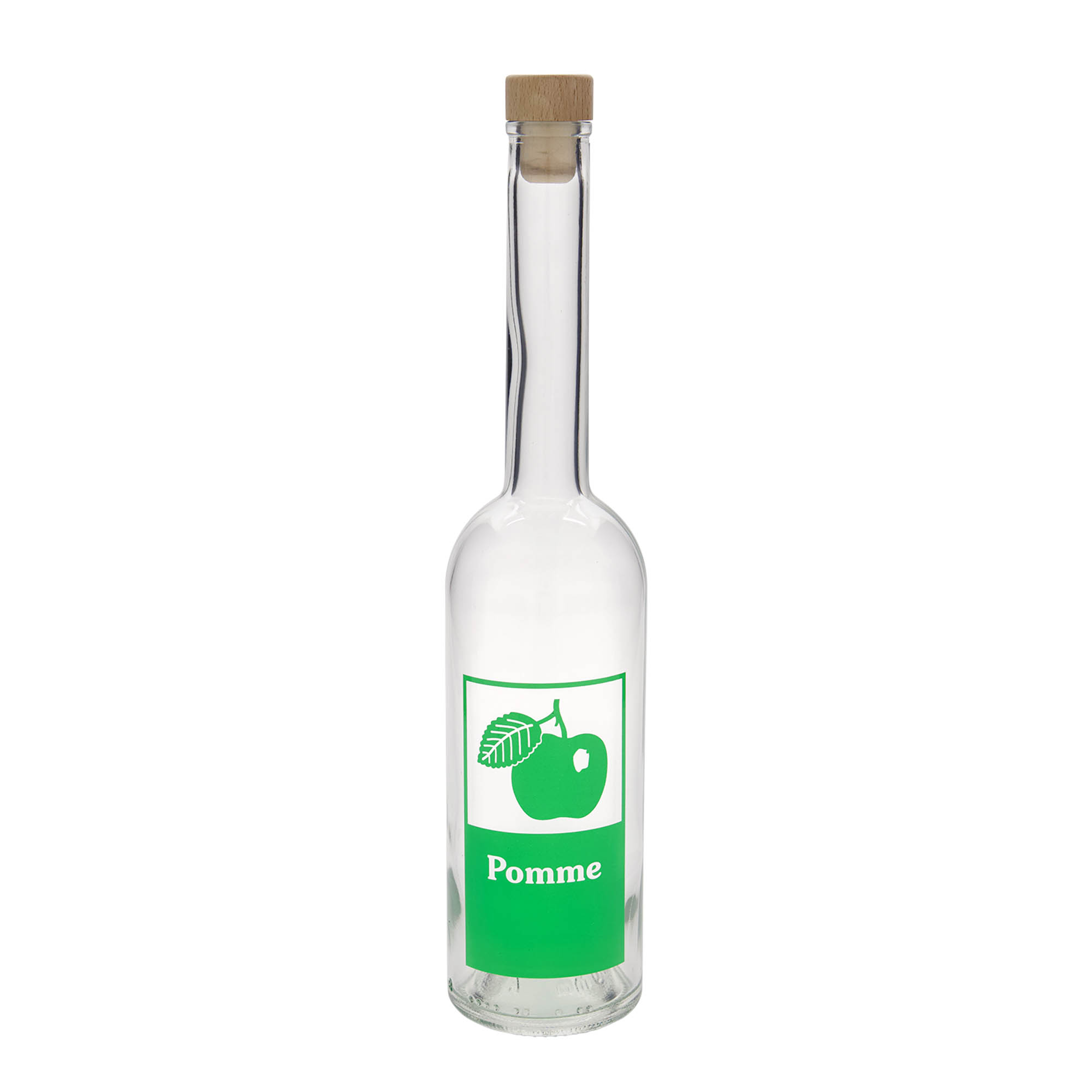 500 ml sklenená fľaša 'Opera', motív: Jablko, hrdlo: korok 500 ml sklenená fľaša 'Opera', motív: Jablko, hrdlo: korok