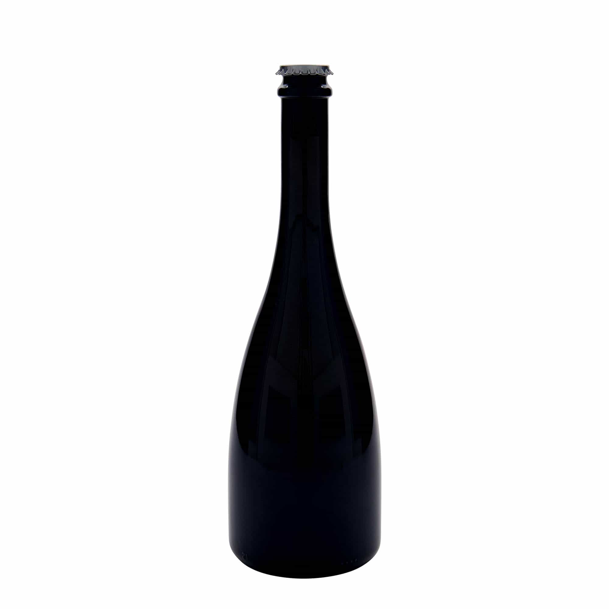 750 ml fľaša na pivo/sekt „Tosca“, sklená, antická zelená farba, hrdlo: štupeľ