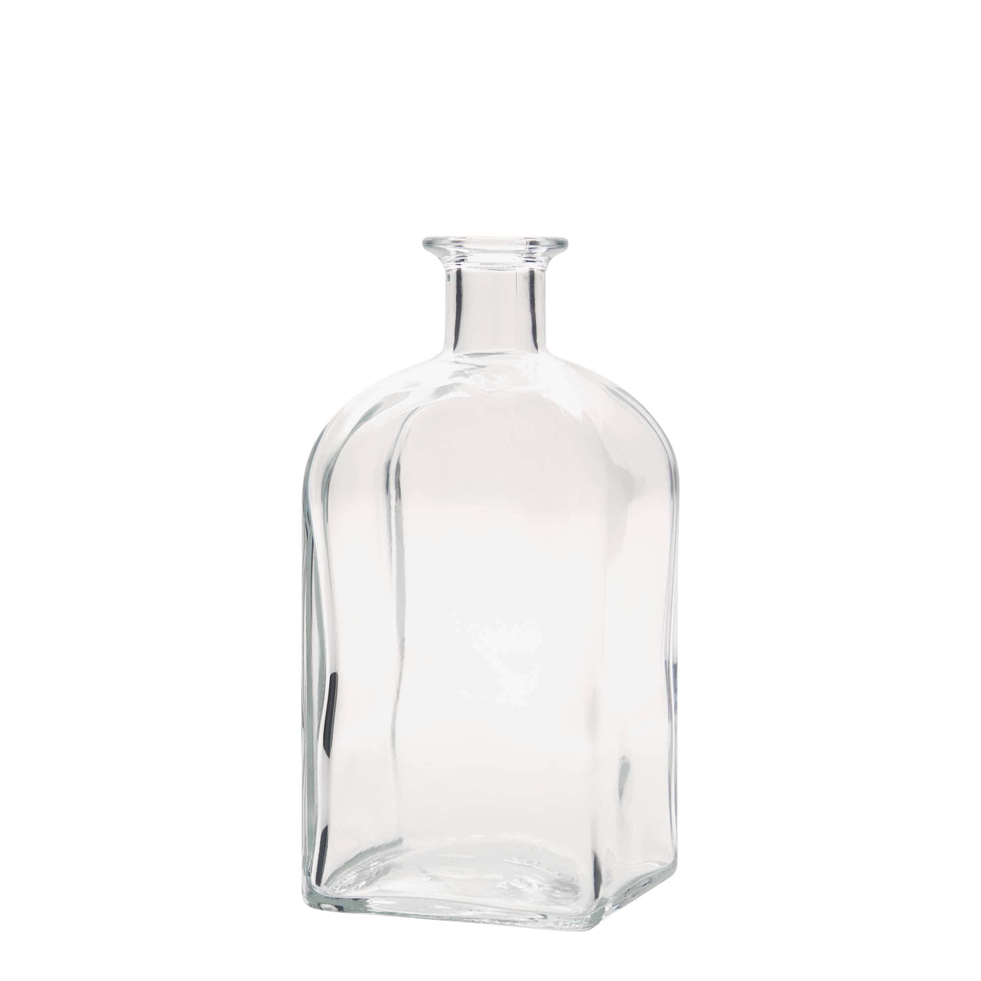 700 ml sklená fľaša lekárnik Carré, štvorcová, hrdlo: korok