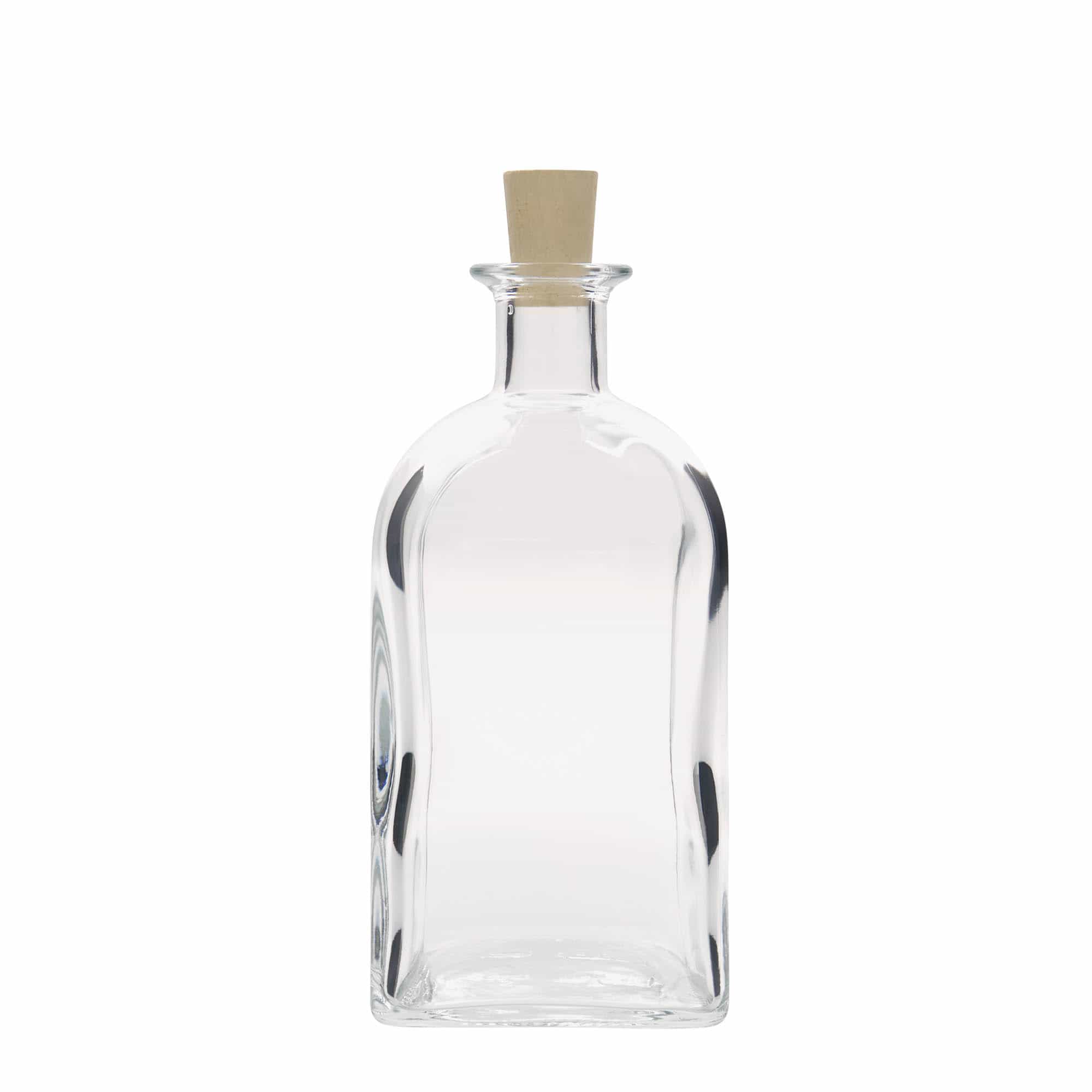 700 ml sklená fľaša lekárnik Carré, štvorcová, hrdlo: korok