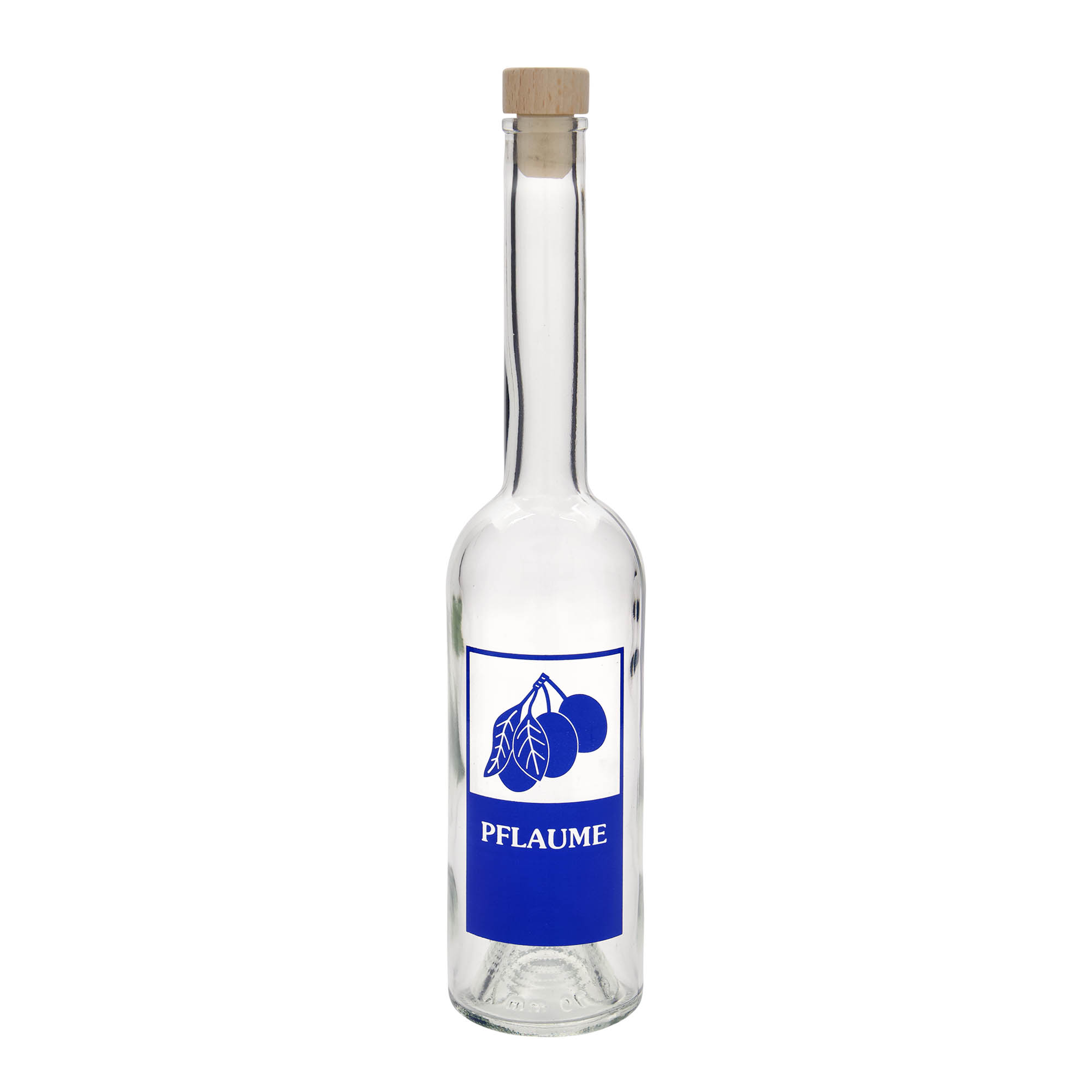 500 ml sklenená fľaša 'Opera', motív: slivka, hrdlo: korok