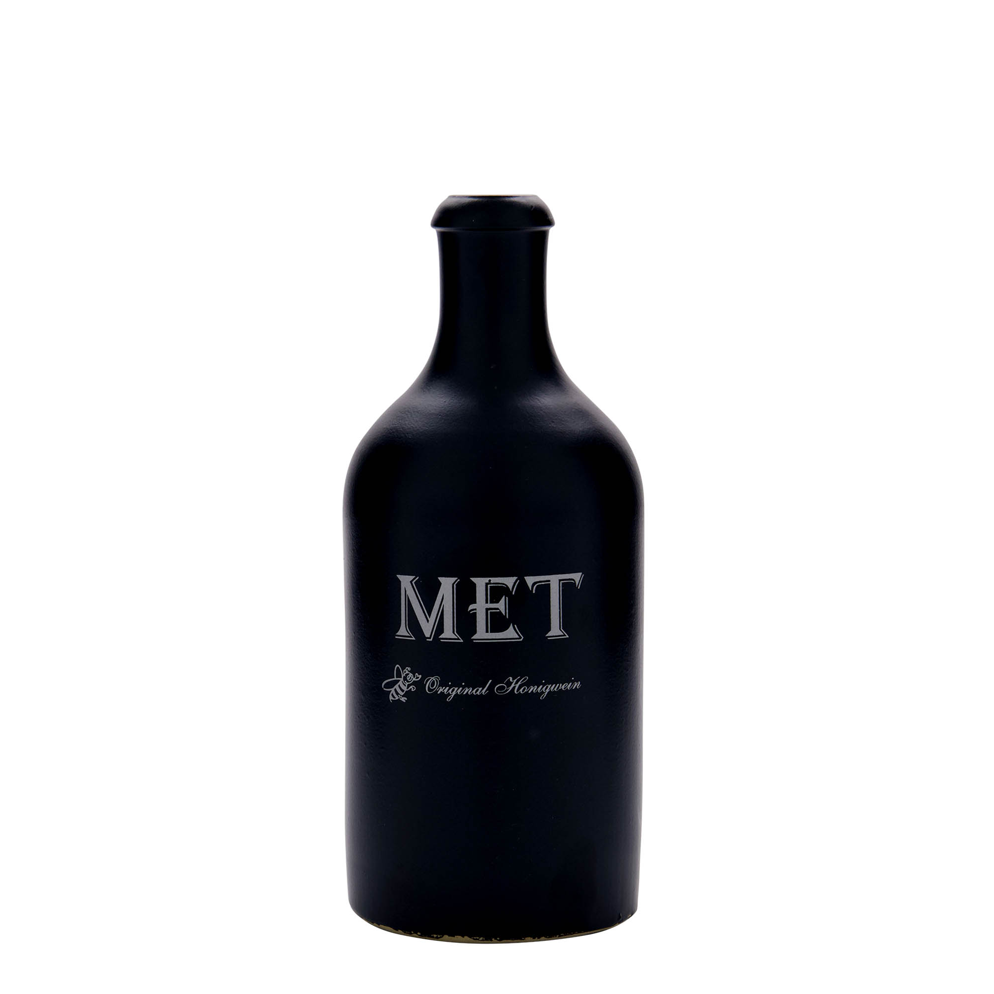 500 ml hlinený džbán, motív: medovina, kamenina, čierny, hrdlo: korok