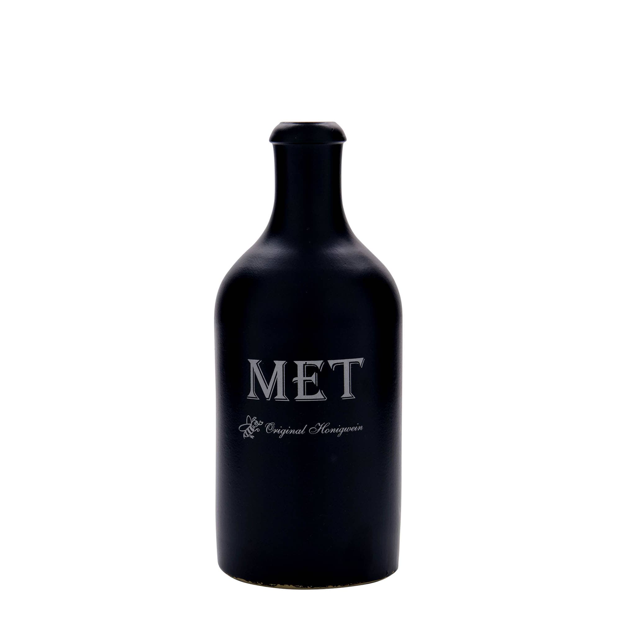 500 ml hlinený džbán, motív: medovina, kamenina, čierny, hrdlo: korok