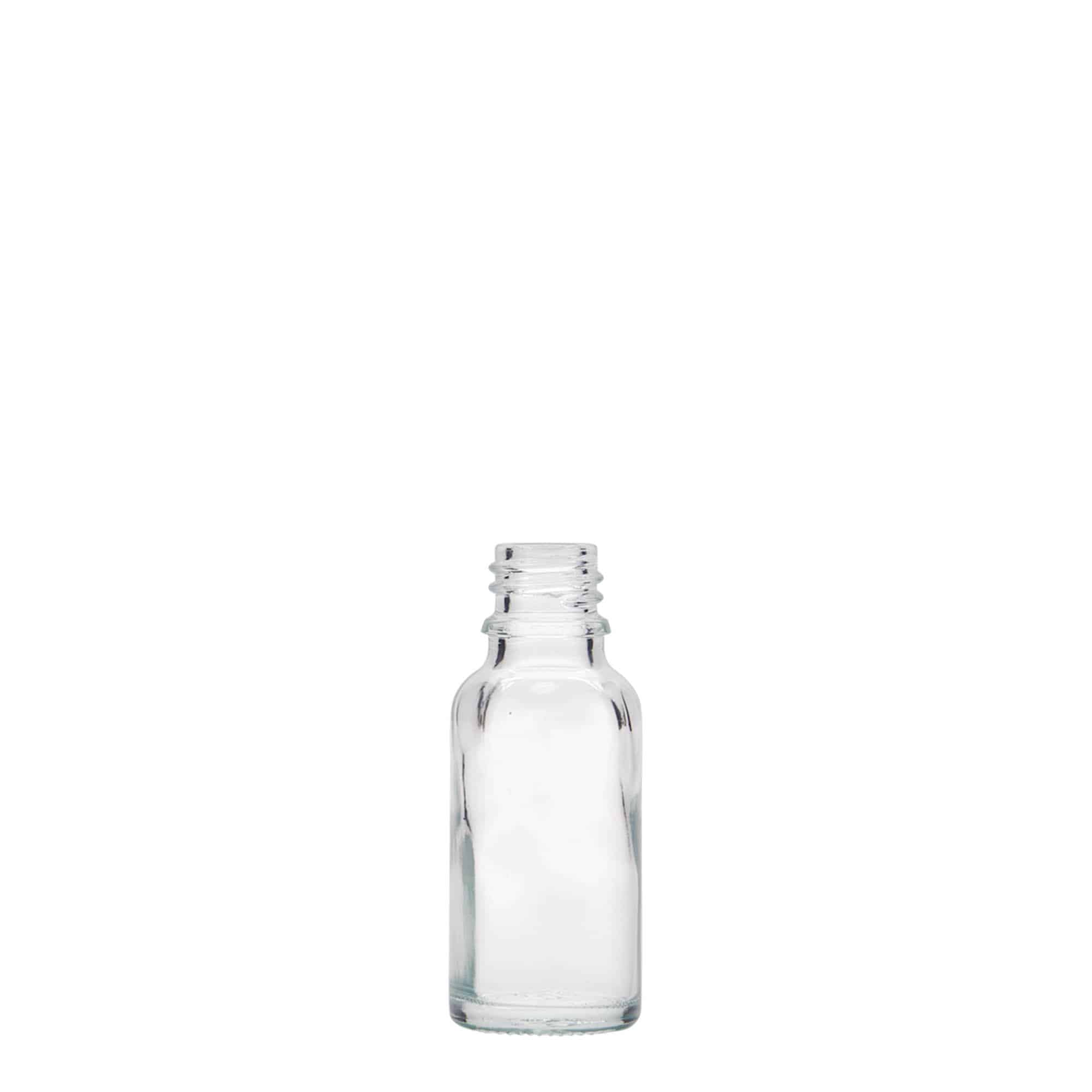 20 ml lekárska fľaša, sklo, hrdlo: DIN 18