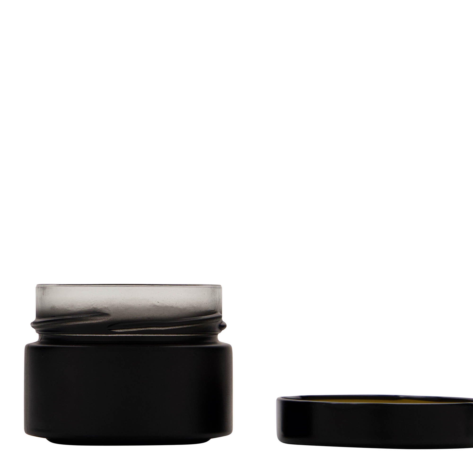 130 ml okrúhla sklenená nádoba 'Aurora', čierna, hrdlo: Deep-Twist-Off (DTO 66)