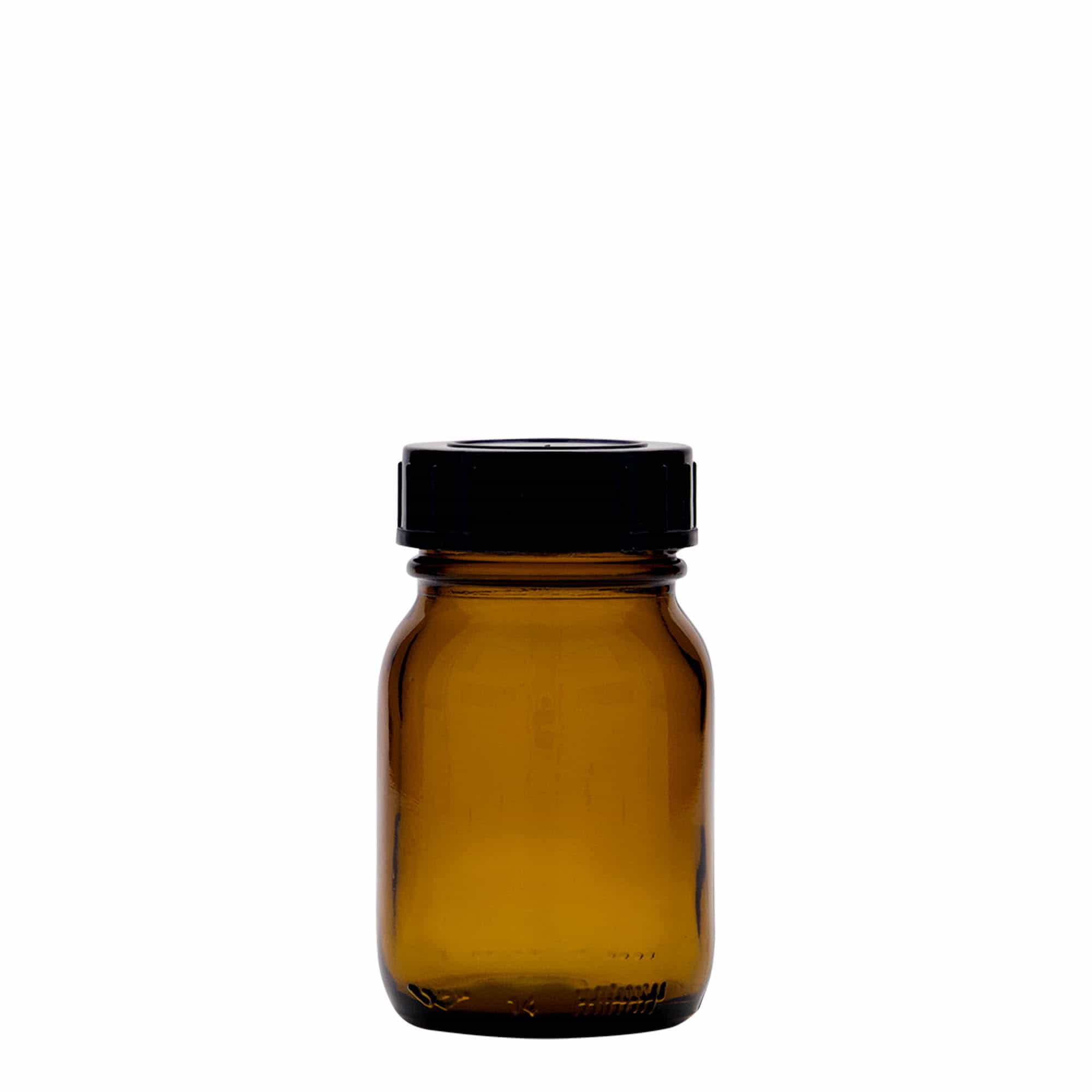 75 ml širokouhlové sklo, hnedé, hrdlo: DIN 40 75 ml širokouhlové sklo, hnedé, hrdlo: DIN 40