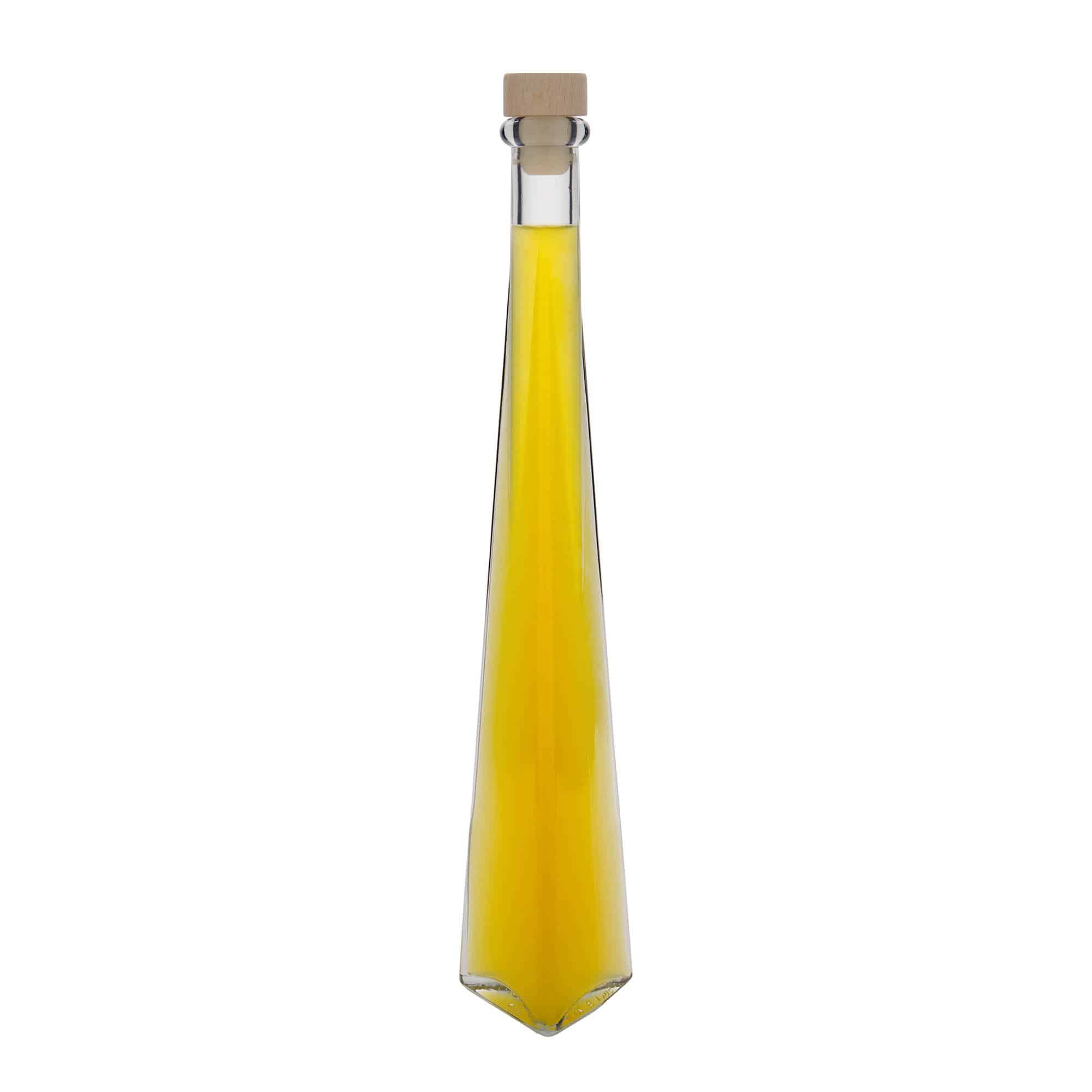 200 ml sklená fľaša „Dama Triangolore“, trojhranná, hrdlo: korok