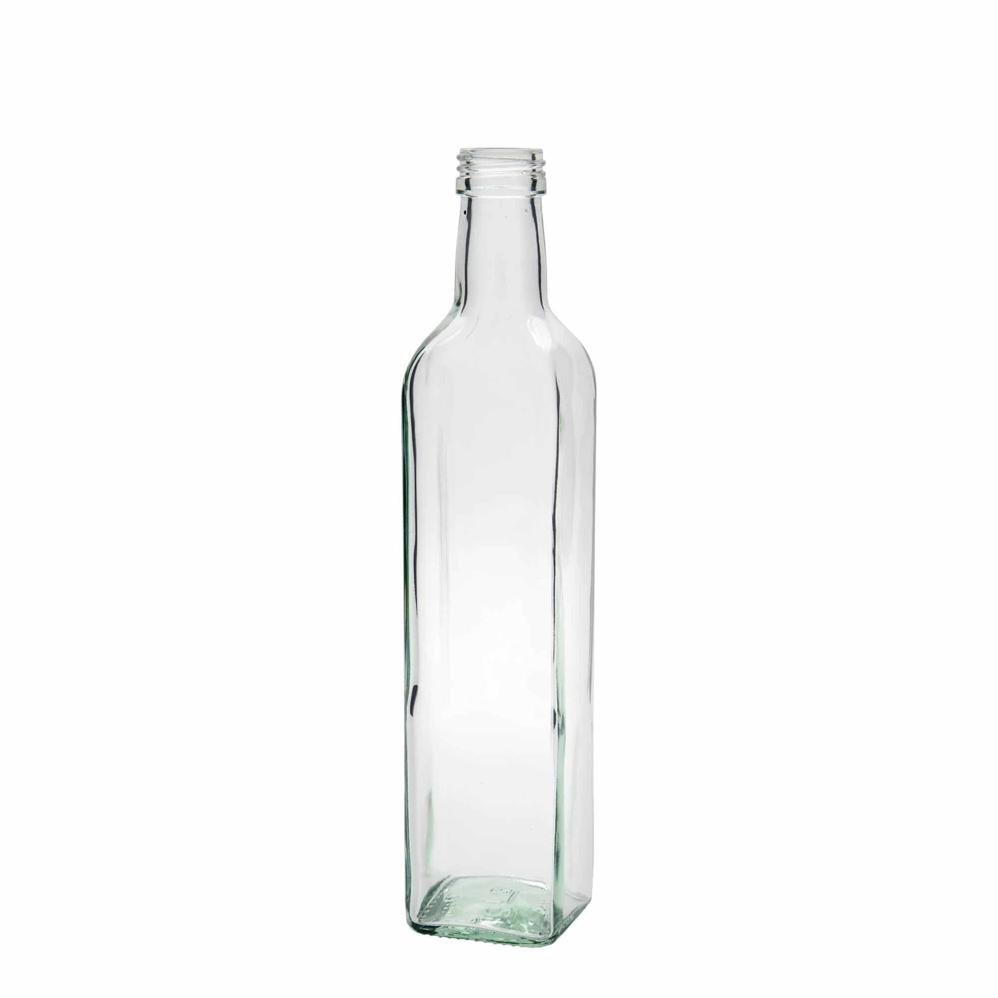 500 ml sklená fľaša „Marasca“, štvorcová, hrdlo: PP 31,5