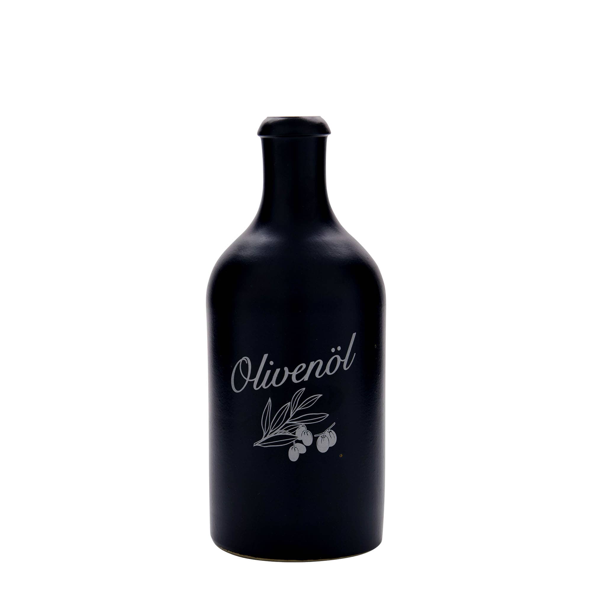 500 ml hlinený džbán, motív: olivový olej, kamenina, čierny, hrdlo: korek