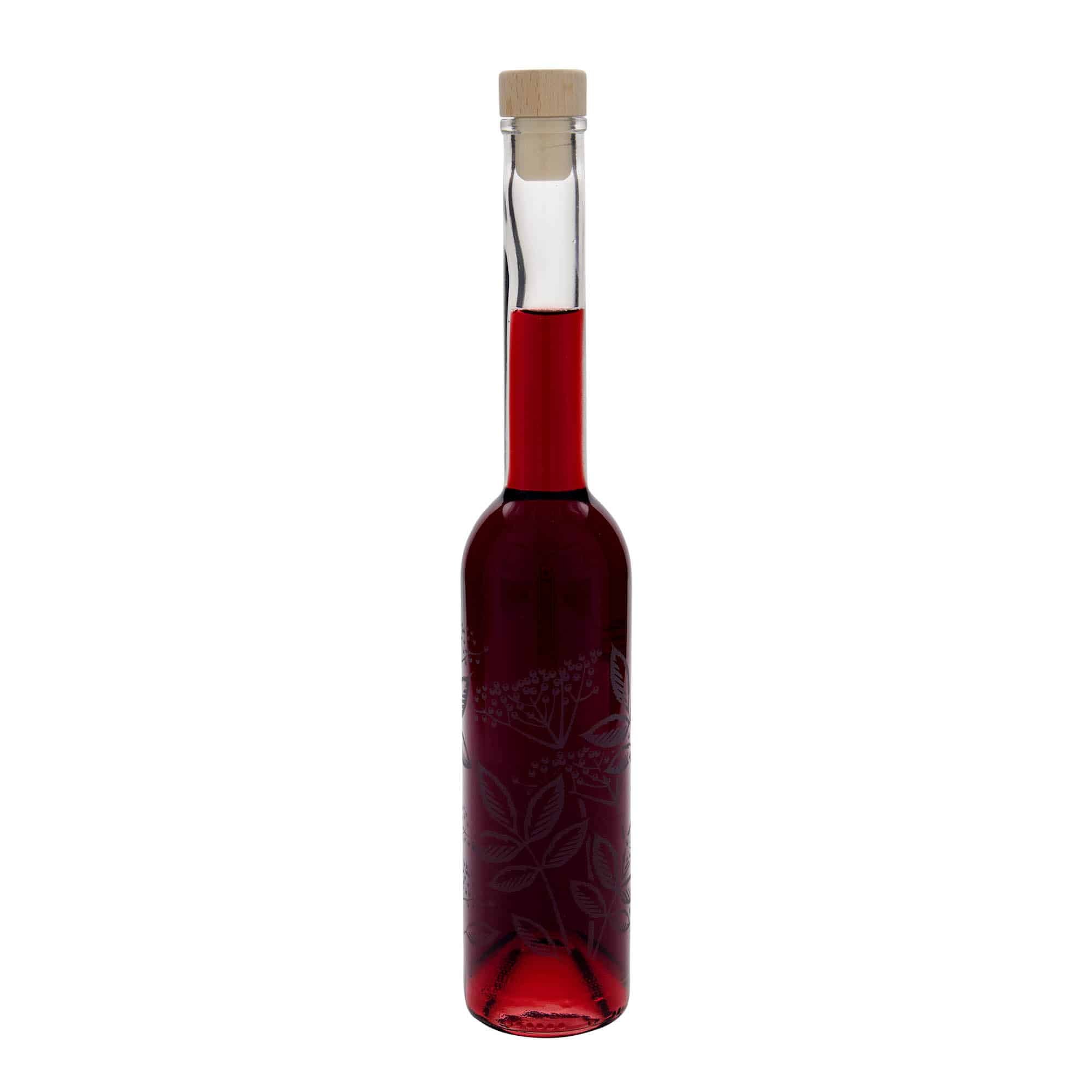 350 ml sklenená fľaša 'Opera', motív: baza čierna, hrdlo: korok