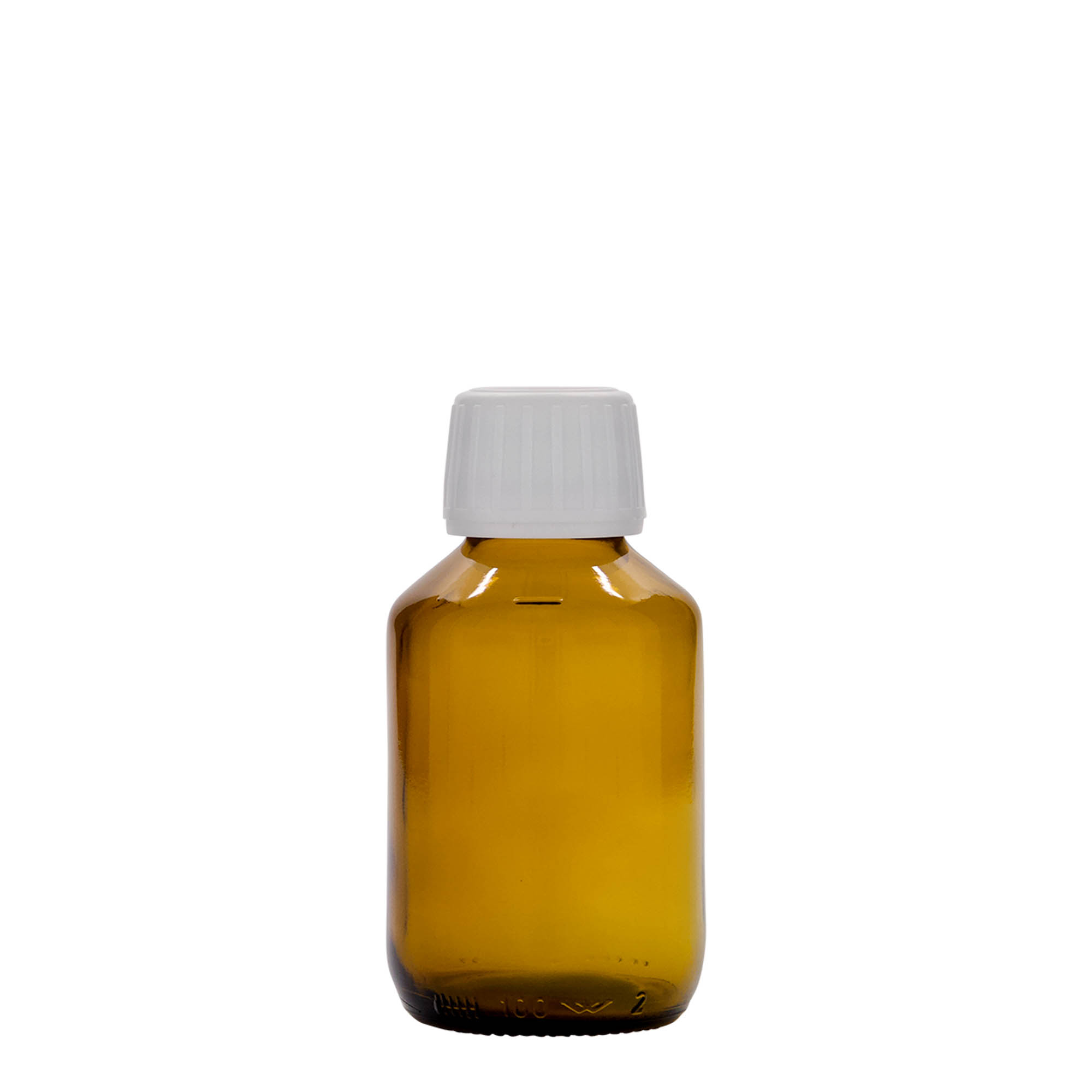 100 ml lekárska fľaša, hnedá, sklo, hrdlo: PP 28