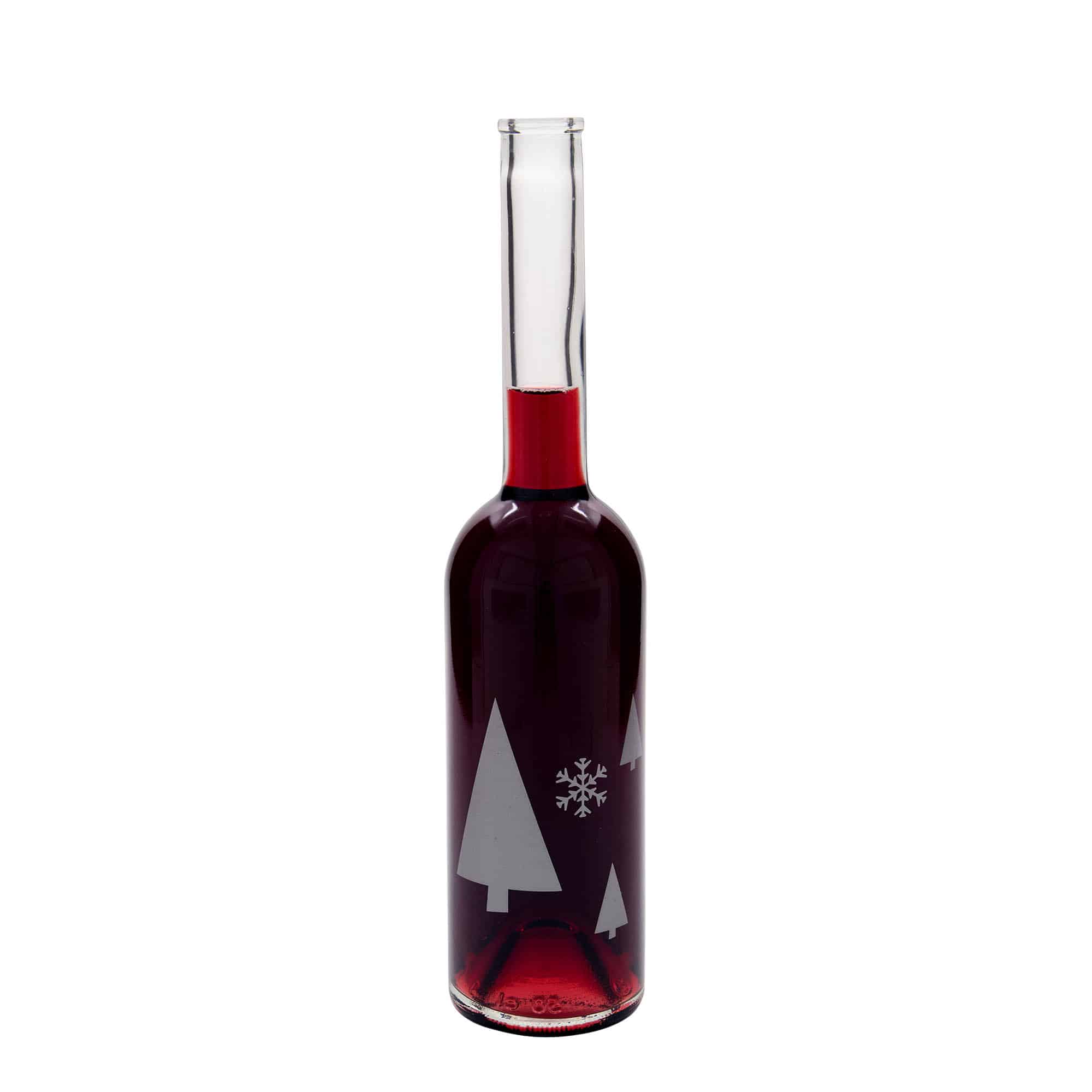 500 ml sklená fľaša „Opera“, motív: snehové vločky, hrdlo: korok