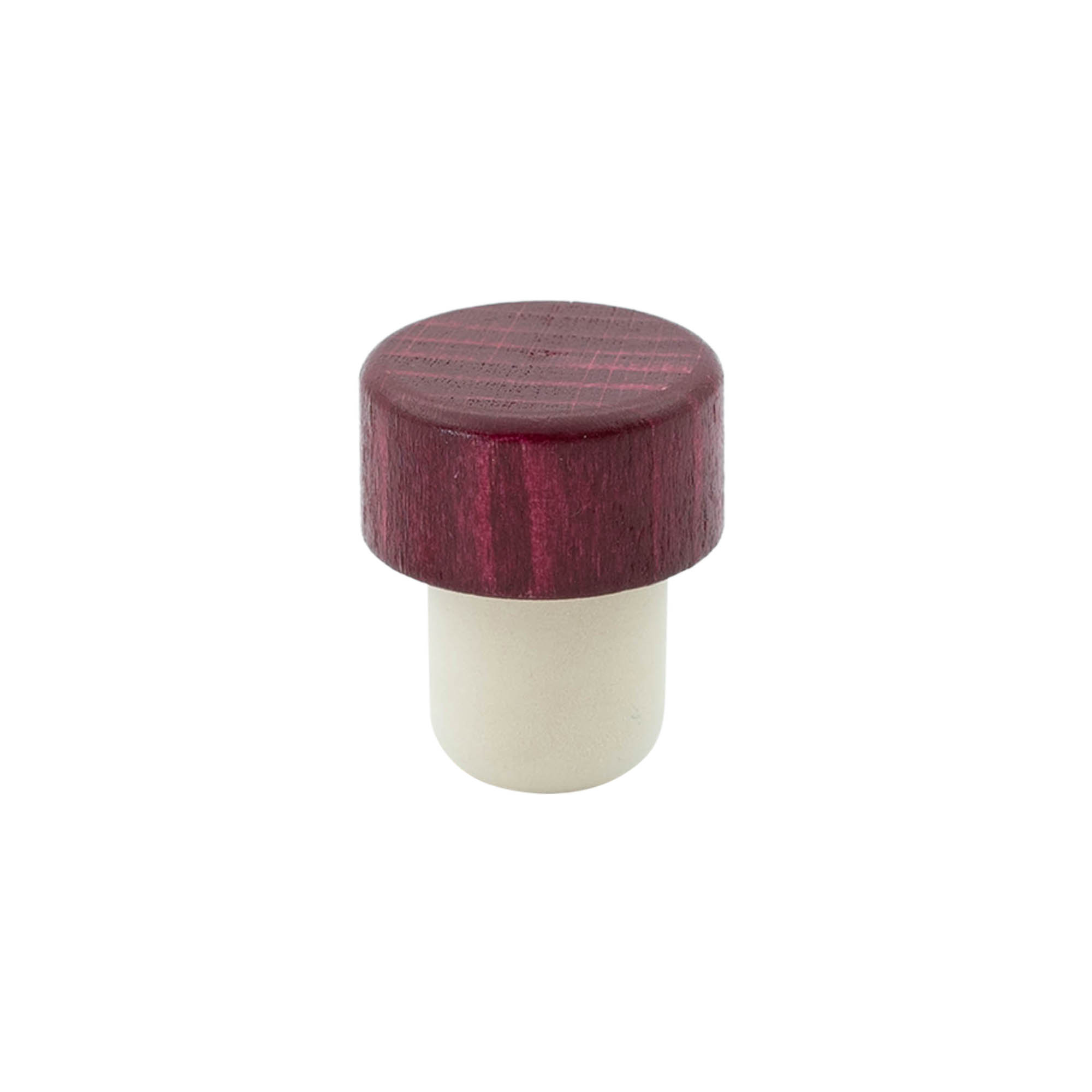 Rukoväťový korkový uzáver 19 mm, drevo/plast, bordová, na ústie: korkový uzáver