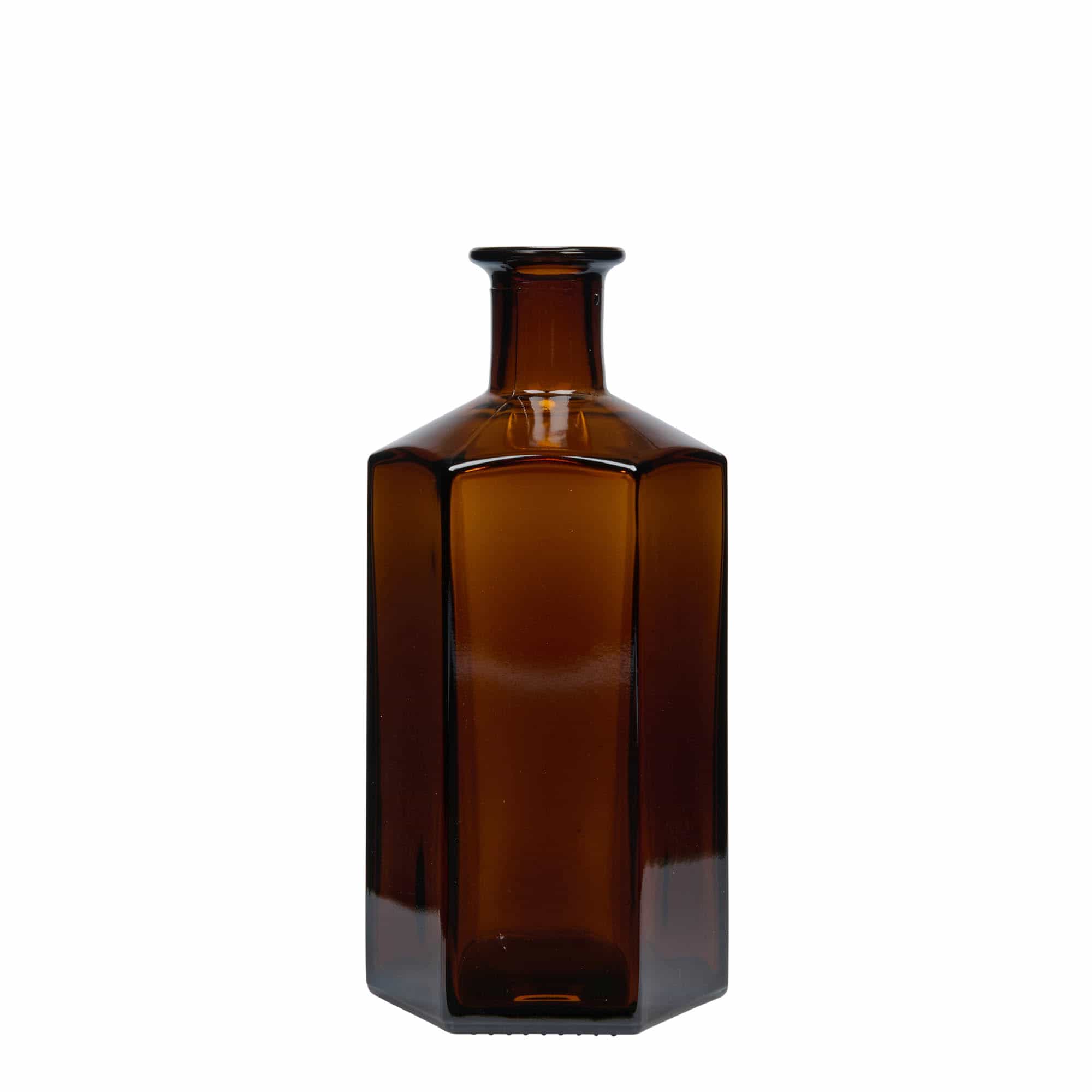 500 ml sklenená fľaša Apothecary „Jimmy“. šesťhranná. hnedá. Hrdlo: korok 500 ml sklenená fľaša Apothecary „Jimmy“. šesťhranná. hnedá. Hrdlo: korok