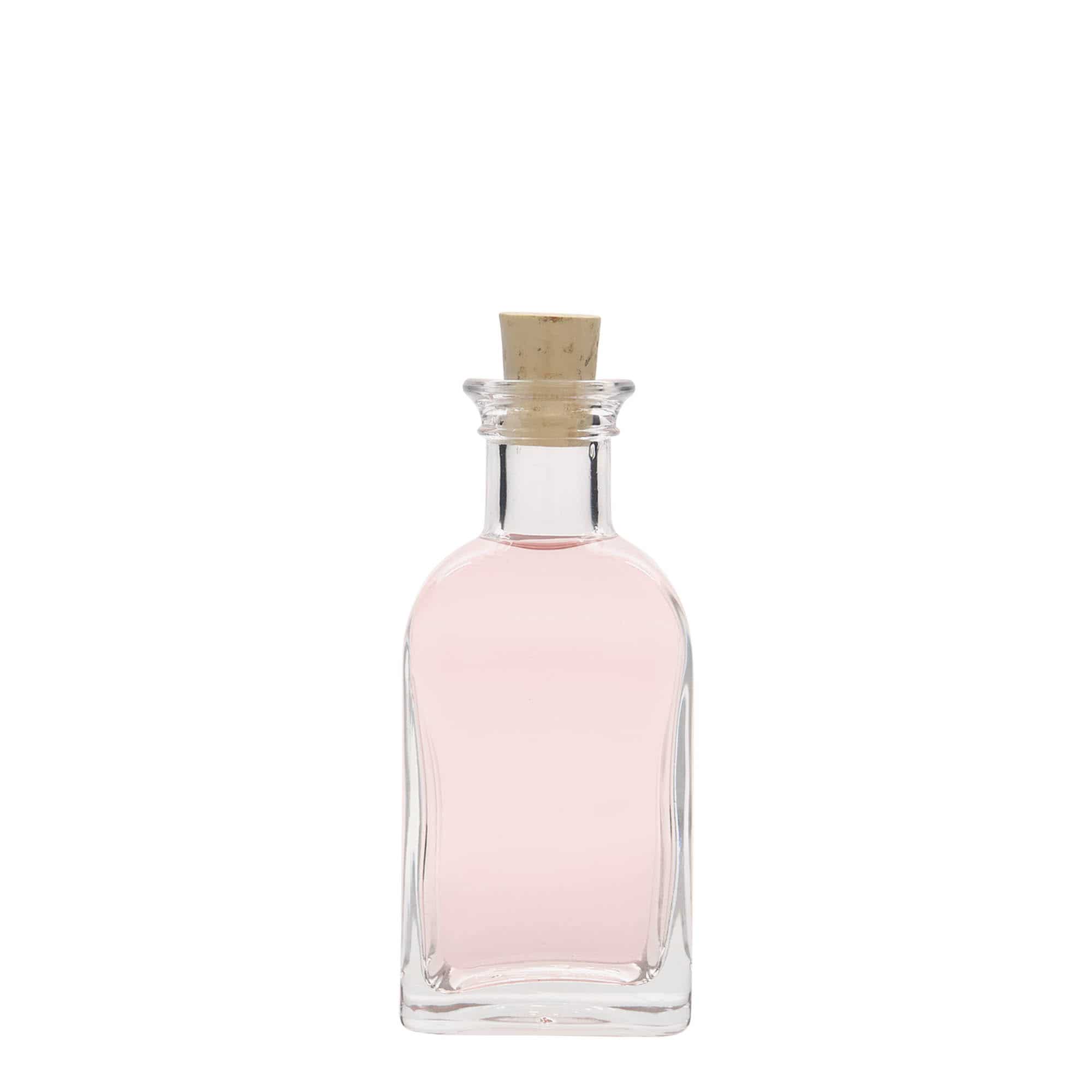 100 ml sklená fľaša lekárnik Carré, štvorcová, hrdlo: korok