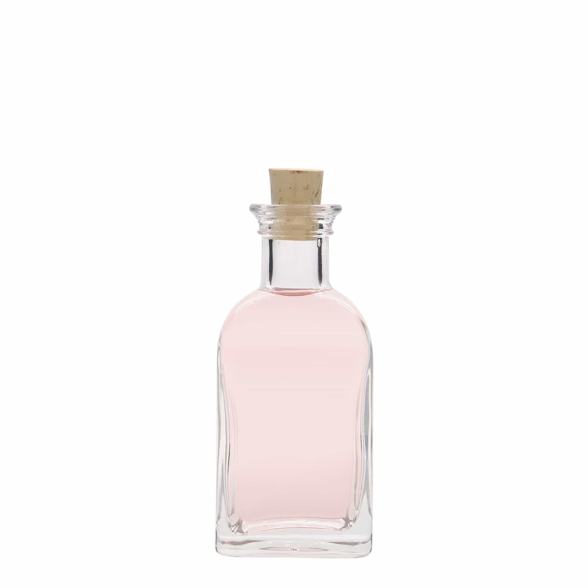 100 ml sklenená fľaša Apotheker Carré, štvorcová, hrdlo: korok