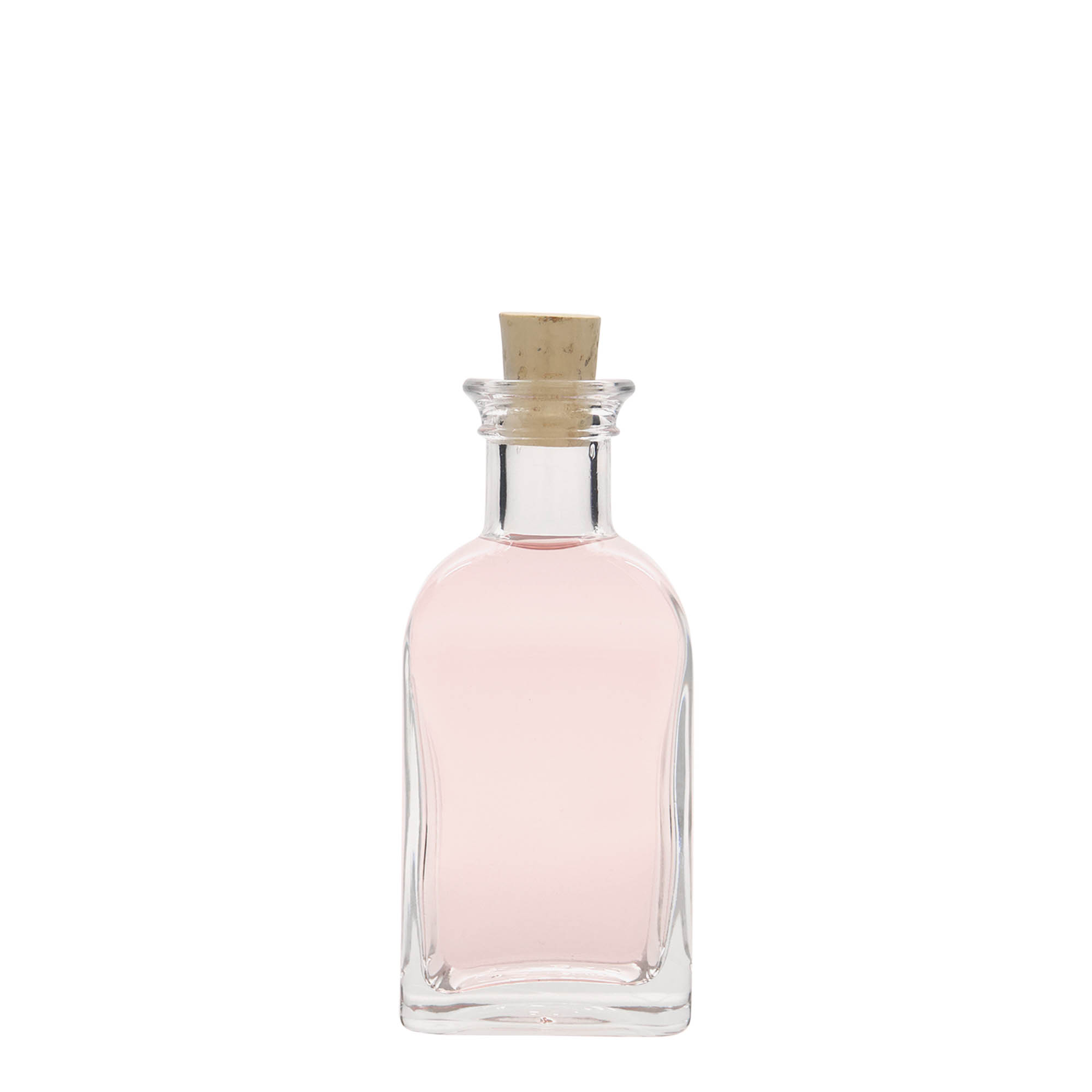 100 ml sklenená fľaša Apotheker Carré, štvorcová, hrdlo: korok