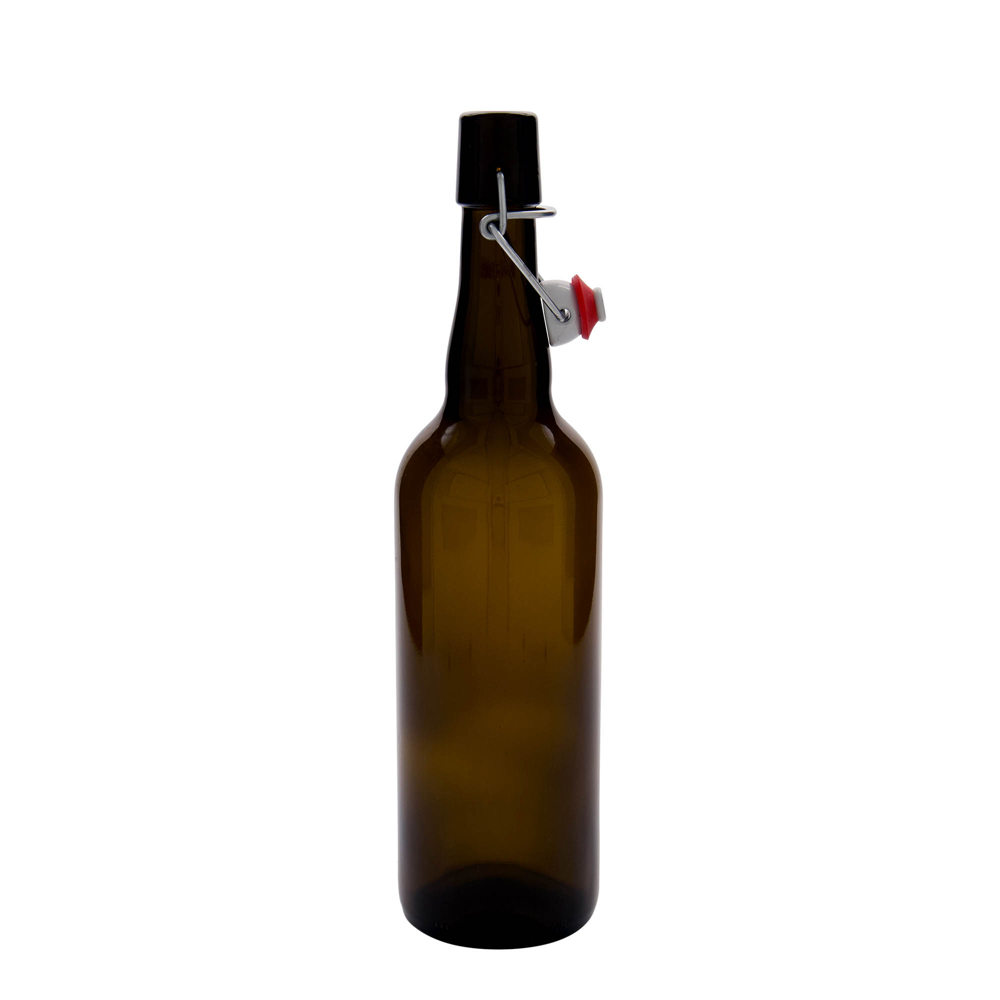 750 ml pivová fľaša Belgicko, sklo, hnedá, hrdlo: uzáver s pákou
