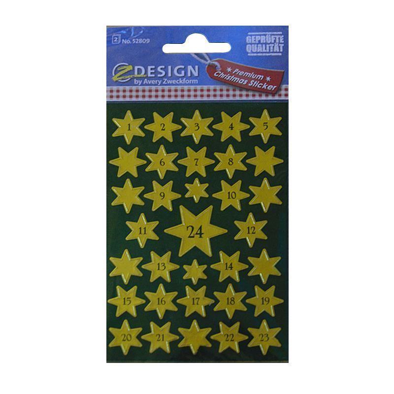 Zweckform nálepky „Adventný kalendár 1-24“, papier, zlaté