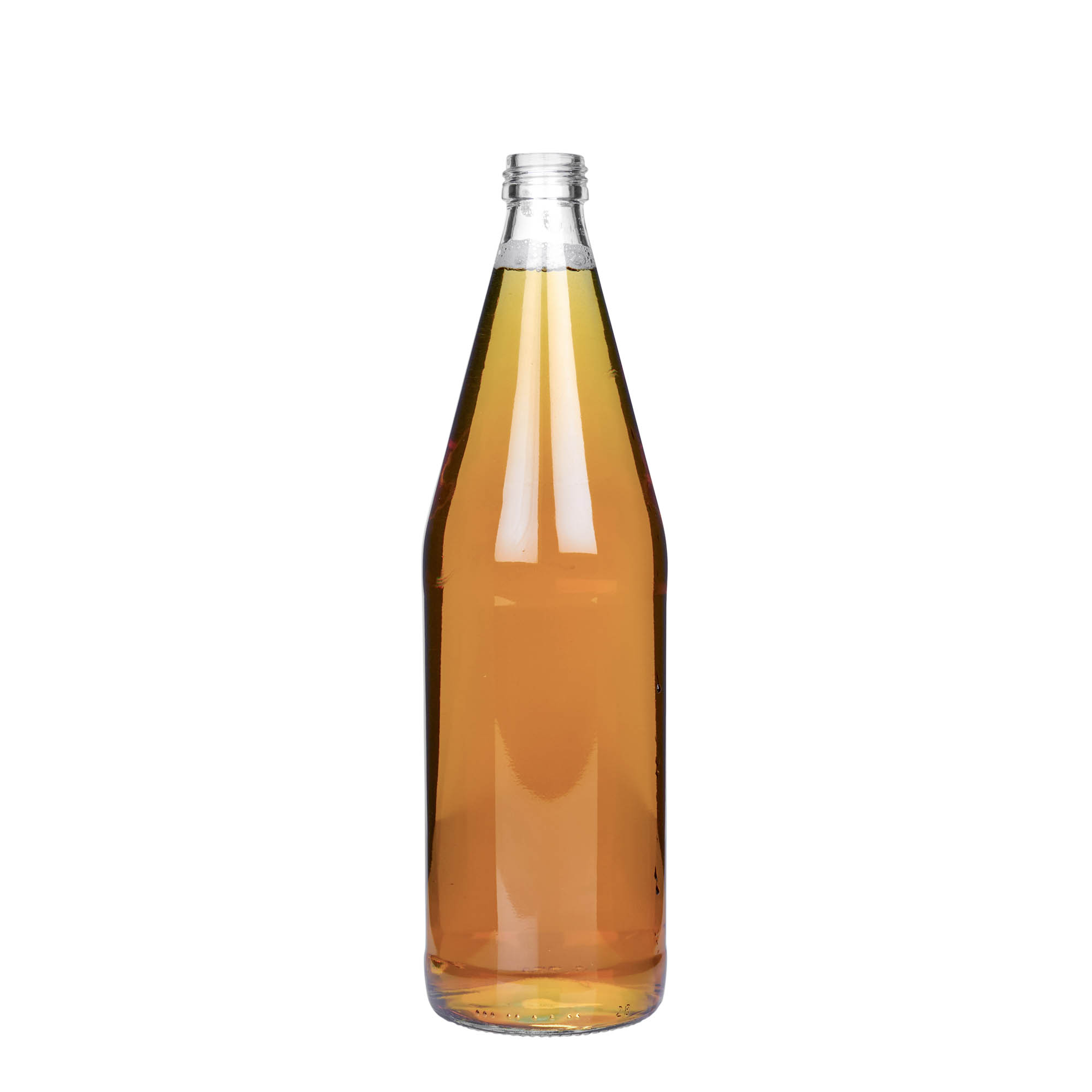 750 ml univerzálna fľaša tvar mrkvy, sklo, hrdlo: PP 28