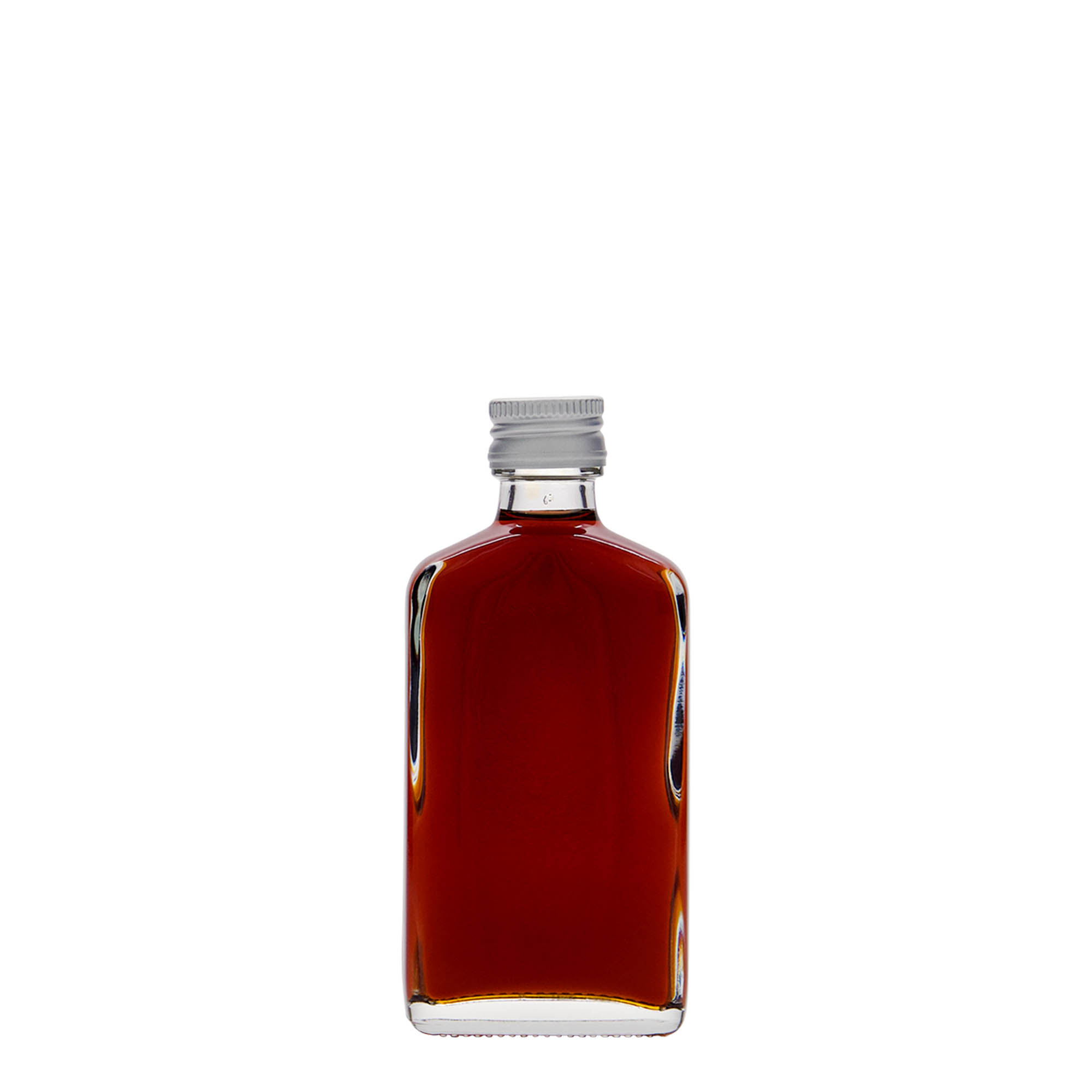 50 ml vrecková fľaštička, obdĺžniková, sklo, hrdlo: PP 18