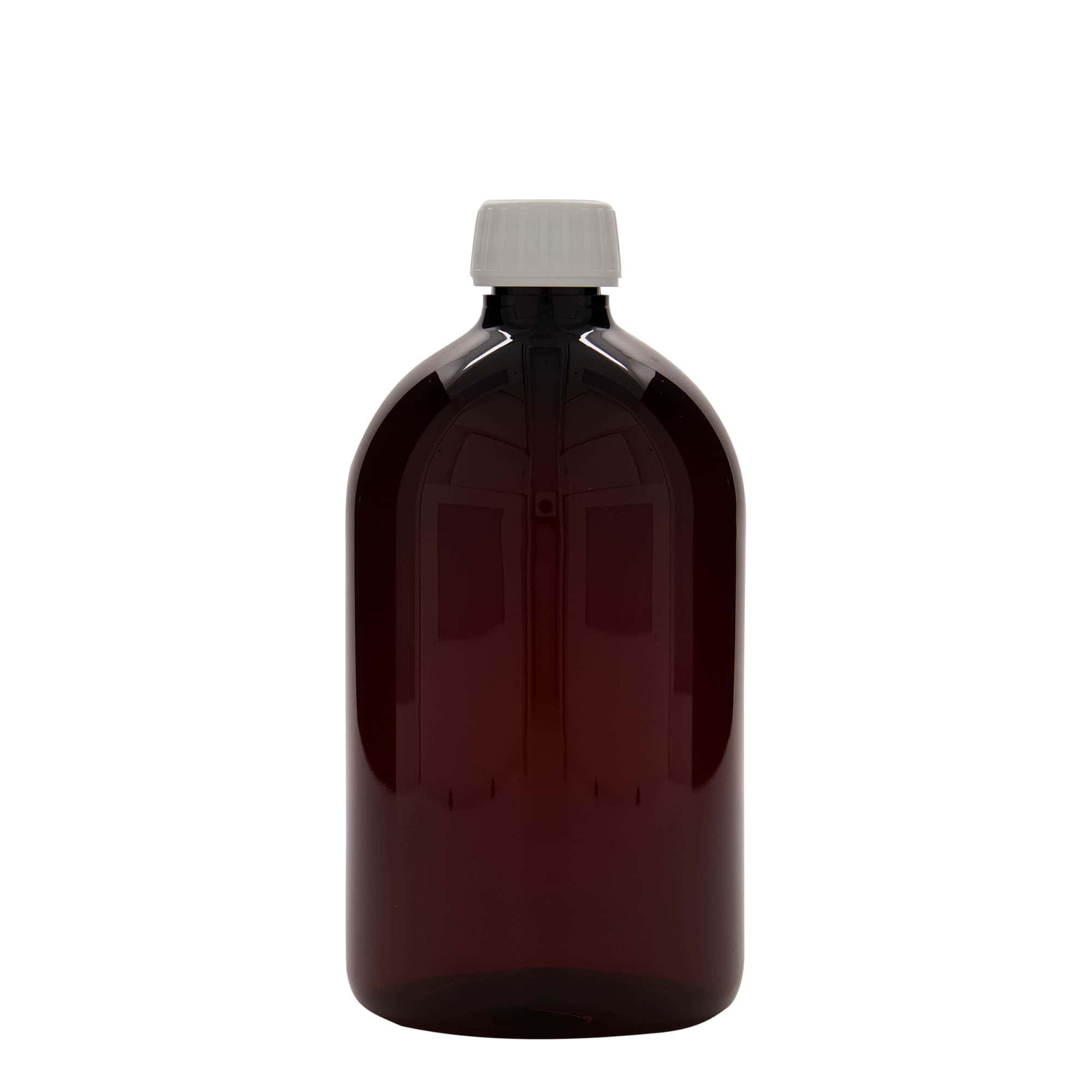 1 000 ml PET liekovka, hnedá farba, plast, hrdlo: PP 28