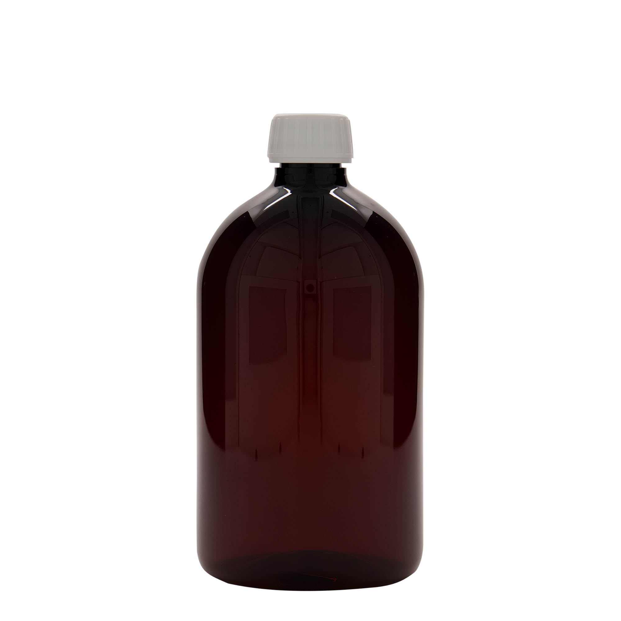 1.000 ml PET lekárska fľaša, hnedá, plast, hrdlo: PP 28 1.000 ml PET lekárska fľaša, hnedá, plast, hrdlo: PP 28