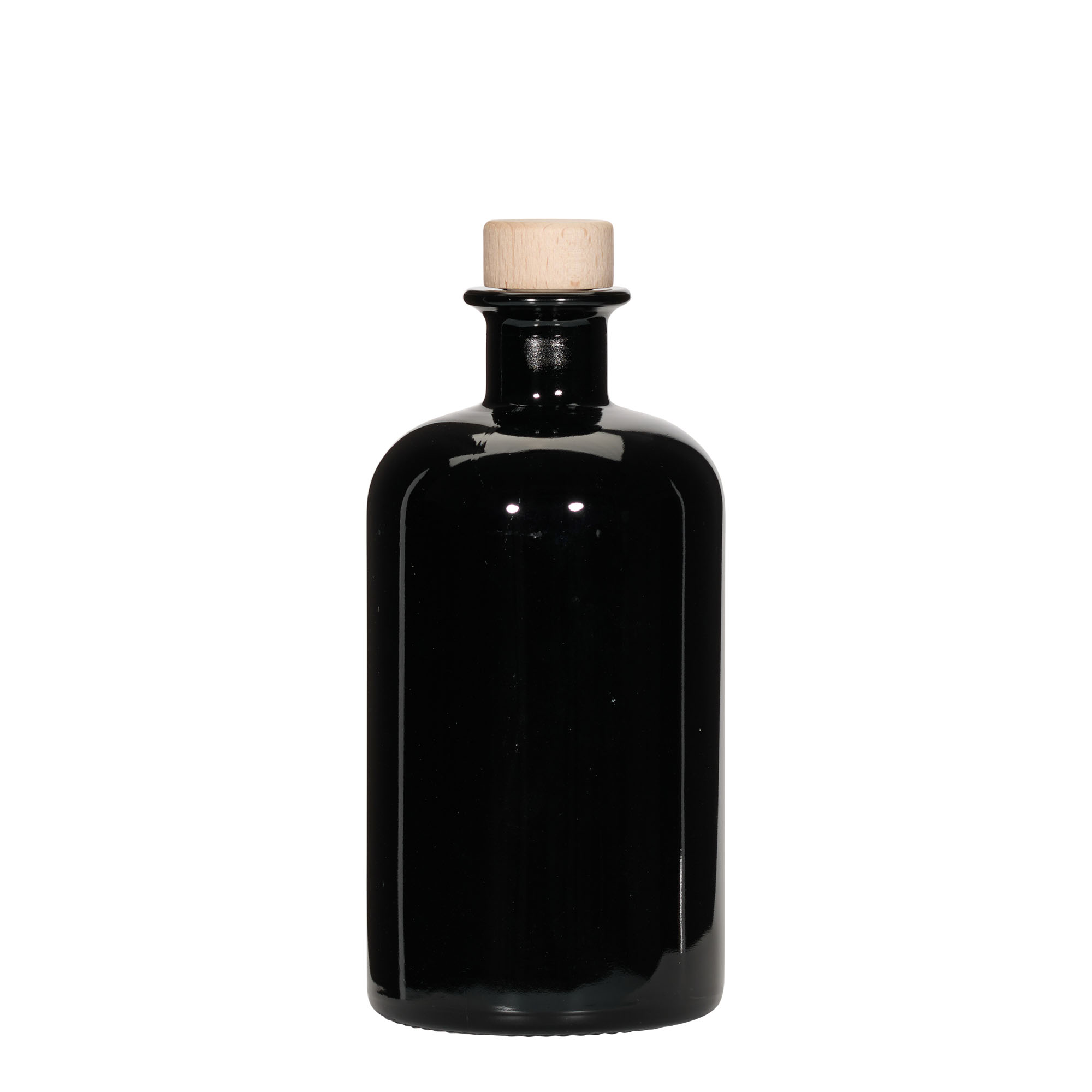 500 ml lekárenská sklenená fľaša, čierna, hrdlo: korok