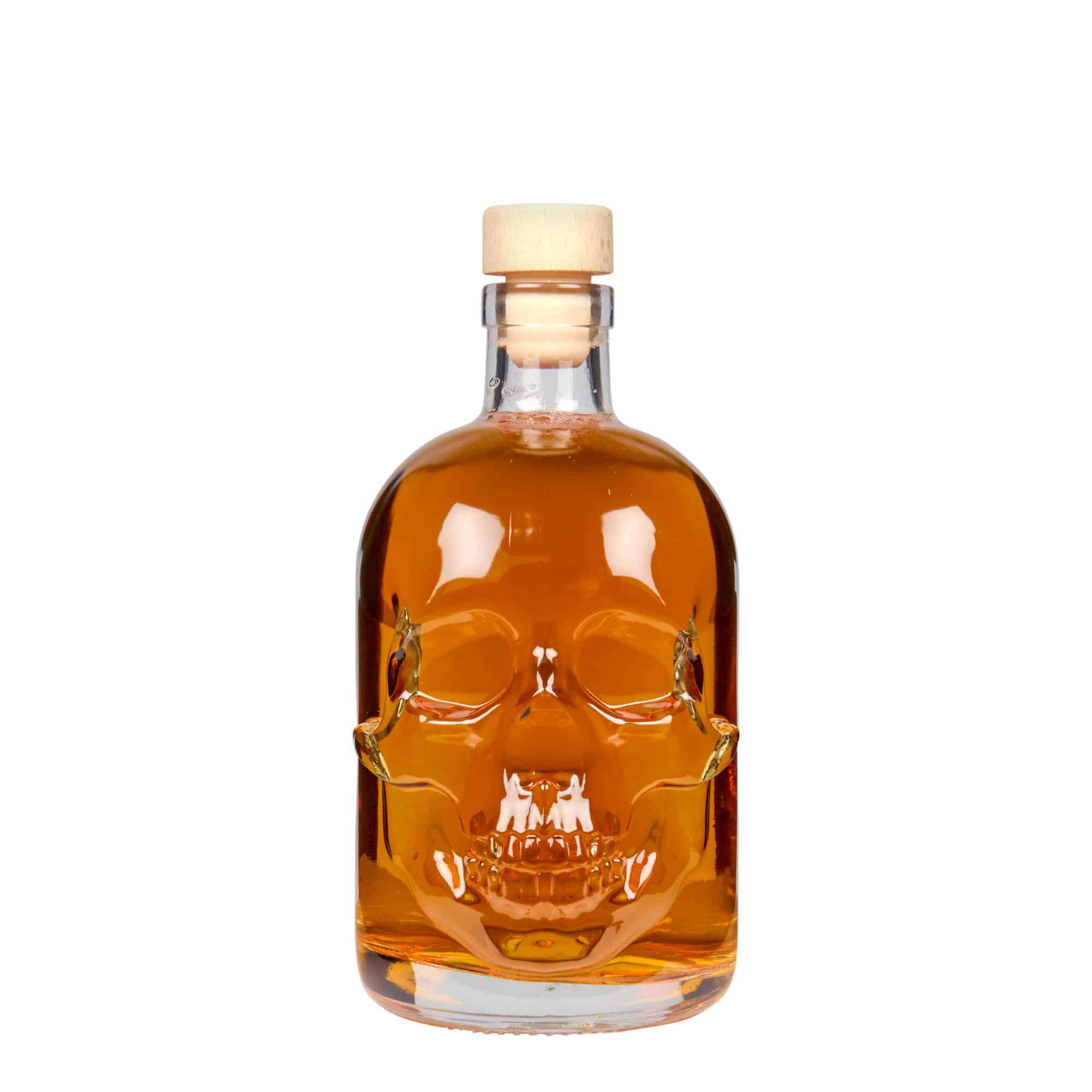 500 ml sklená fľaša „Lebka“, hrdlo: korok