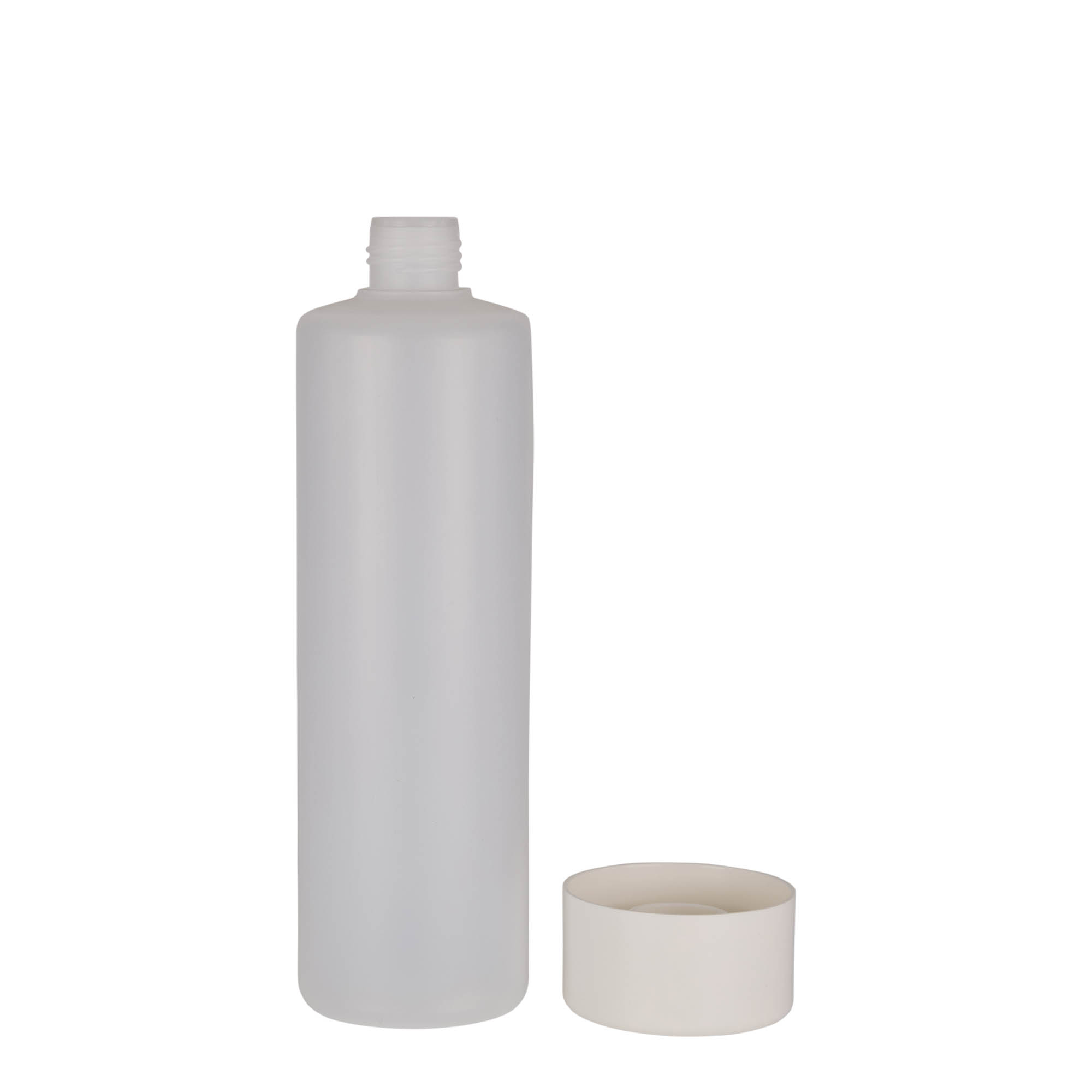 500 ml okrúhla fľaša, PE-plast, prírodná, hrdlo: skrutkovací uzáver 500 ml okrúhla fľaša, PE-plast, prírodná, hrdlo: skrutkovací uzáver