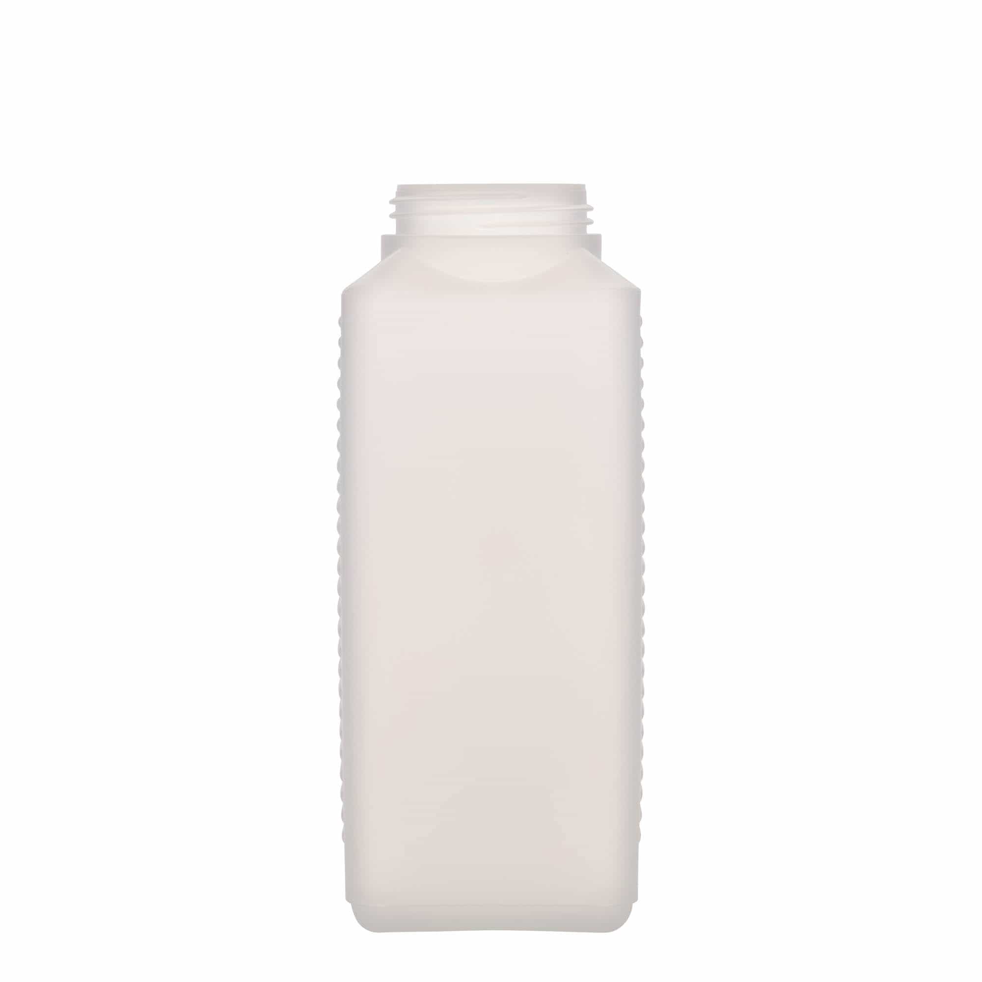 1 000 ml fľaša so širokým hrdlom, obdĺžniková, HDPE plast, prírodná farba, hrdlo: DIN 60 EPE 1 000 ml fľaša so širokým hrdlom, obdĺžniková, HDPE plast, prírodná farba, hrdlo: DIN 60 EPE