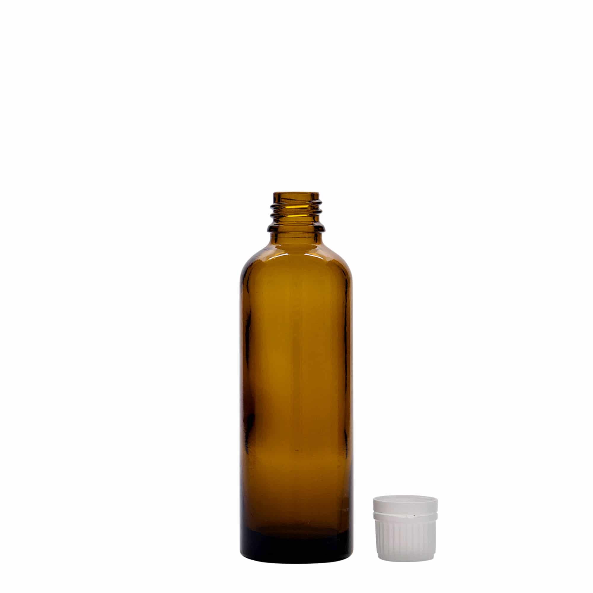 75 ml liekovka, sklená, hnedá farba, hrdlo: DIN 18
